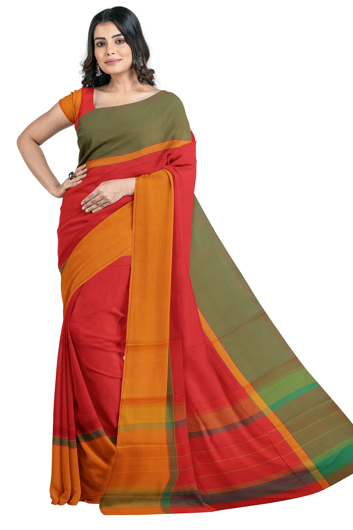 SENSAN Women’s Kanchi Cotton Saree with Blouse Piece [SKU:751]