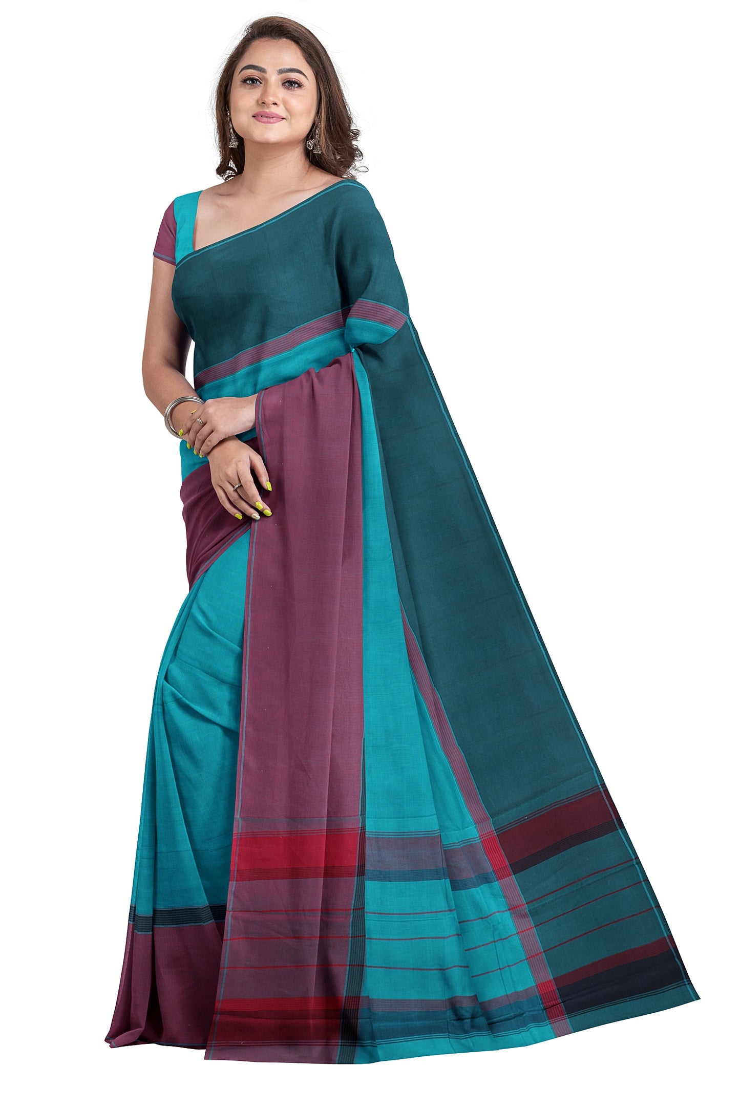 SENSAN Women’s Kanchi Cotton Saree with Blouse Piece [SKU:751]