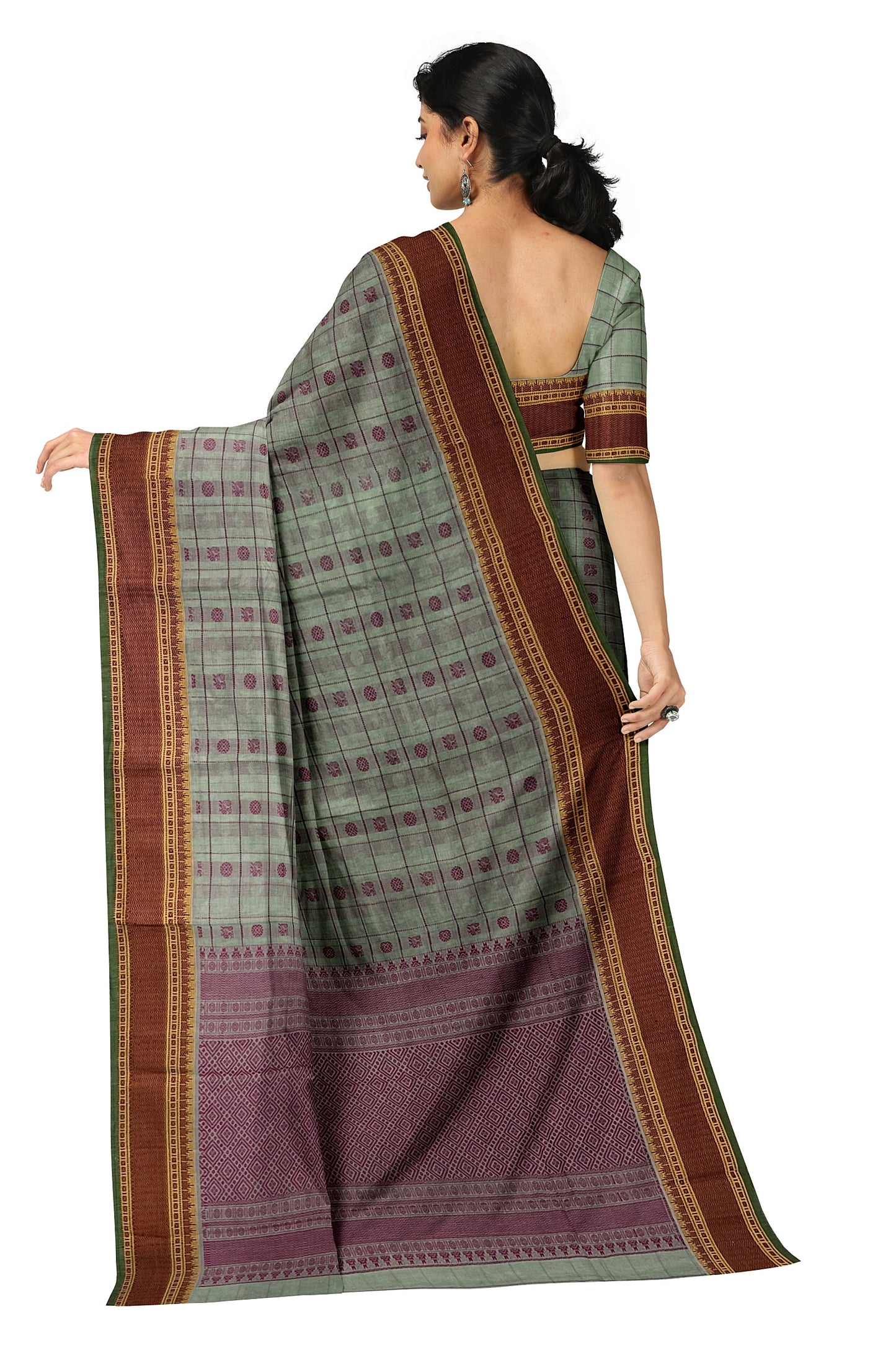 SENSAN Women’s Handloom Kanchi Cotton Saree with Blouse Piece [SKU:754]