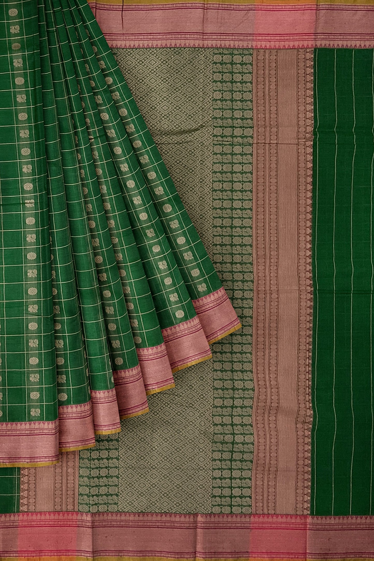 SENSAN Women’s Handloom Kanchi Cotton Saree with Blouse Piece [SKU:754]