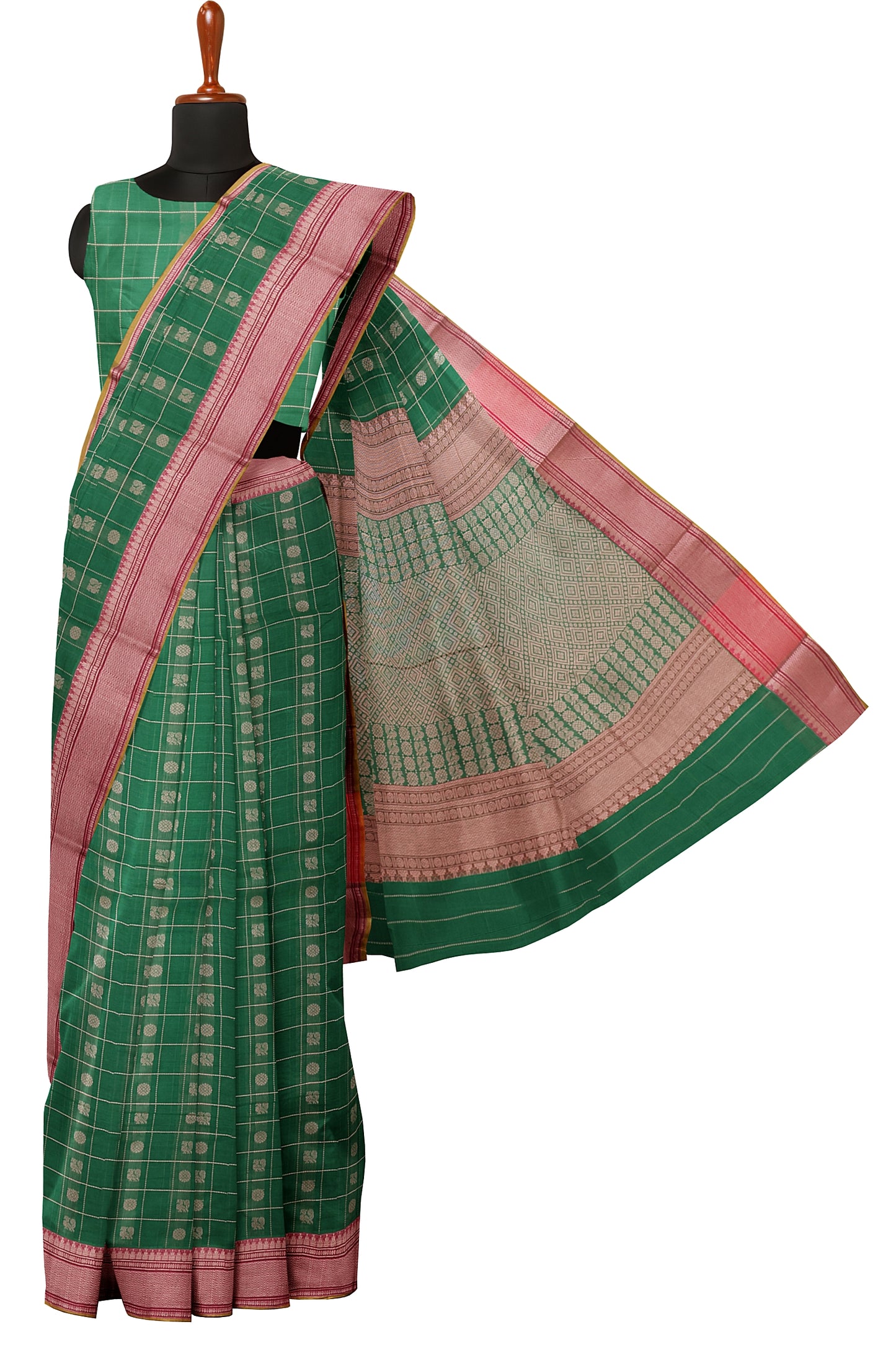 SENSAN Women’s Kanchi Cotton Saree with Blouse Piece [SKU:754]