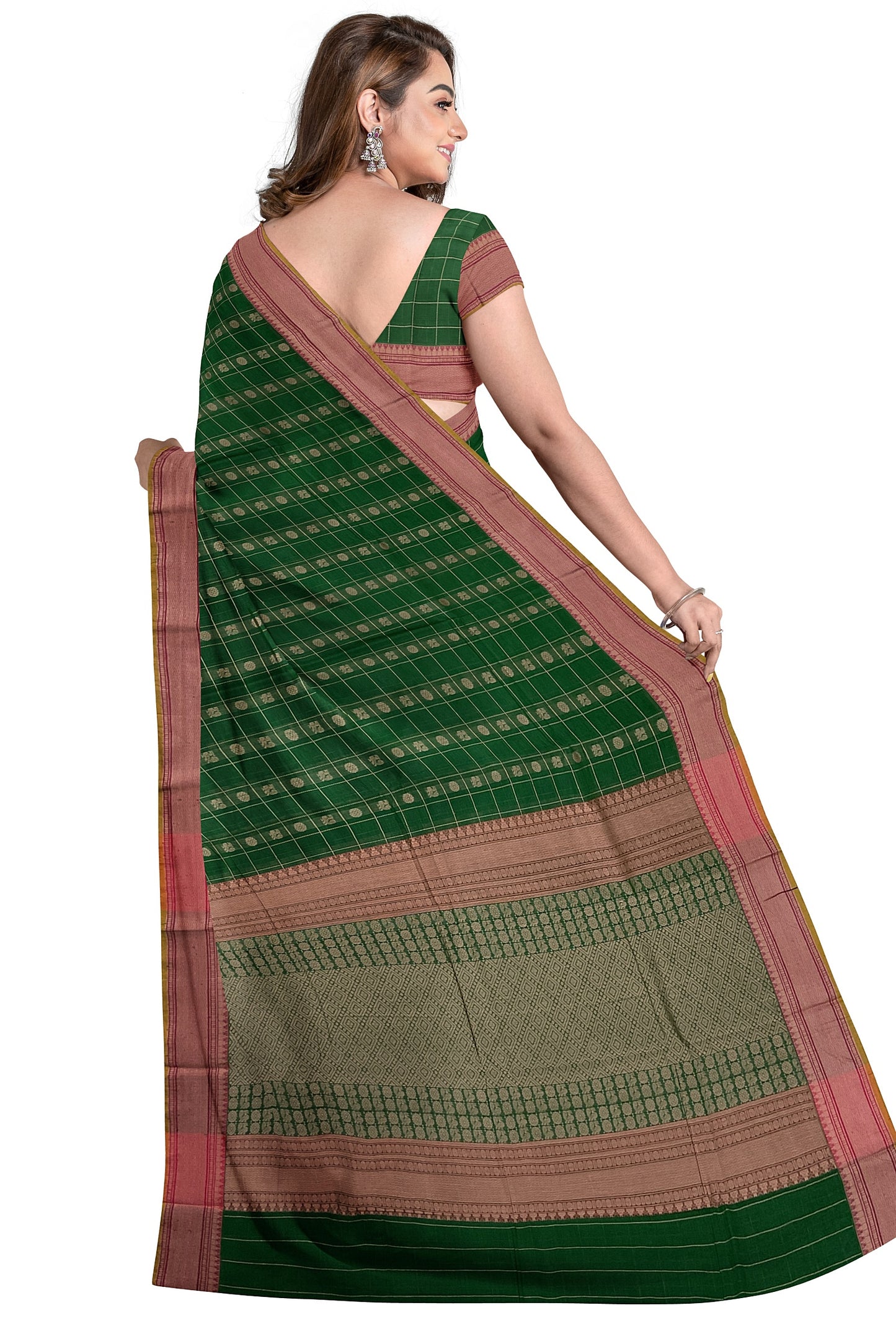 SENSAN Women’s Handloom Kanchi Cotton Saree with Blouse Piece [SKU:754]