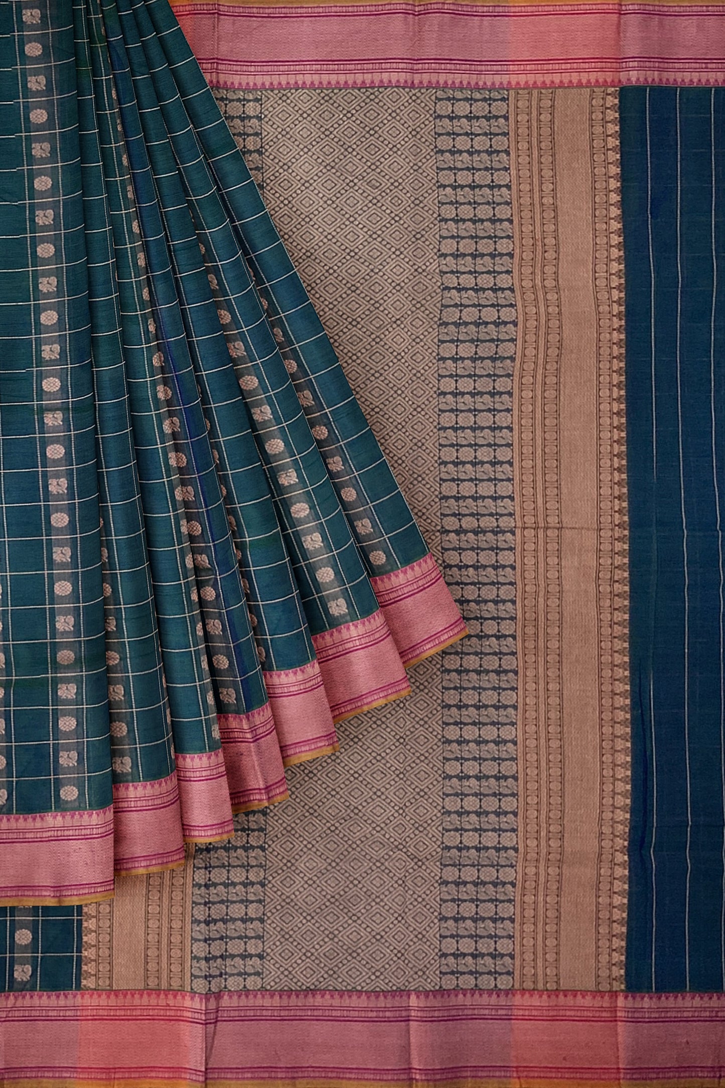 SENSAN Women’s Handloom Kanchi Cotton Saree with Blouse Piece [SKU:754]