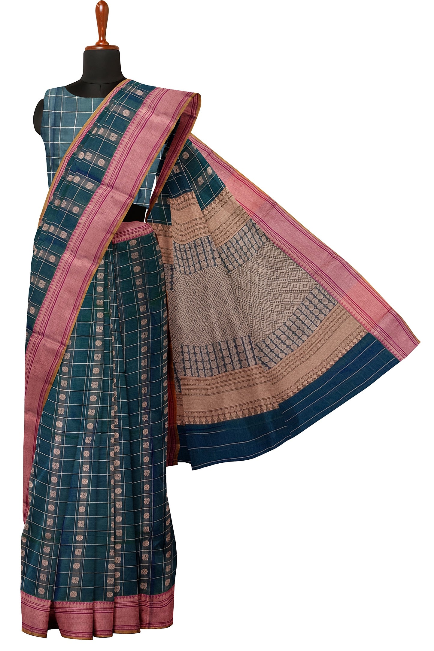 SENSAN Women’s Handloom Kanchi Cotton Saree with Blouse Piece [SKU:754]