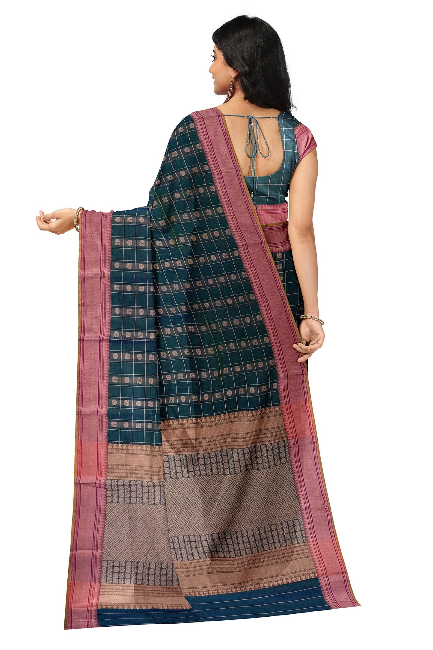 SENSAN Women’s Handloom Kanchi Cotton Saree with Blouse Piece [SKU:754]
