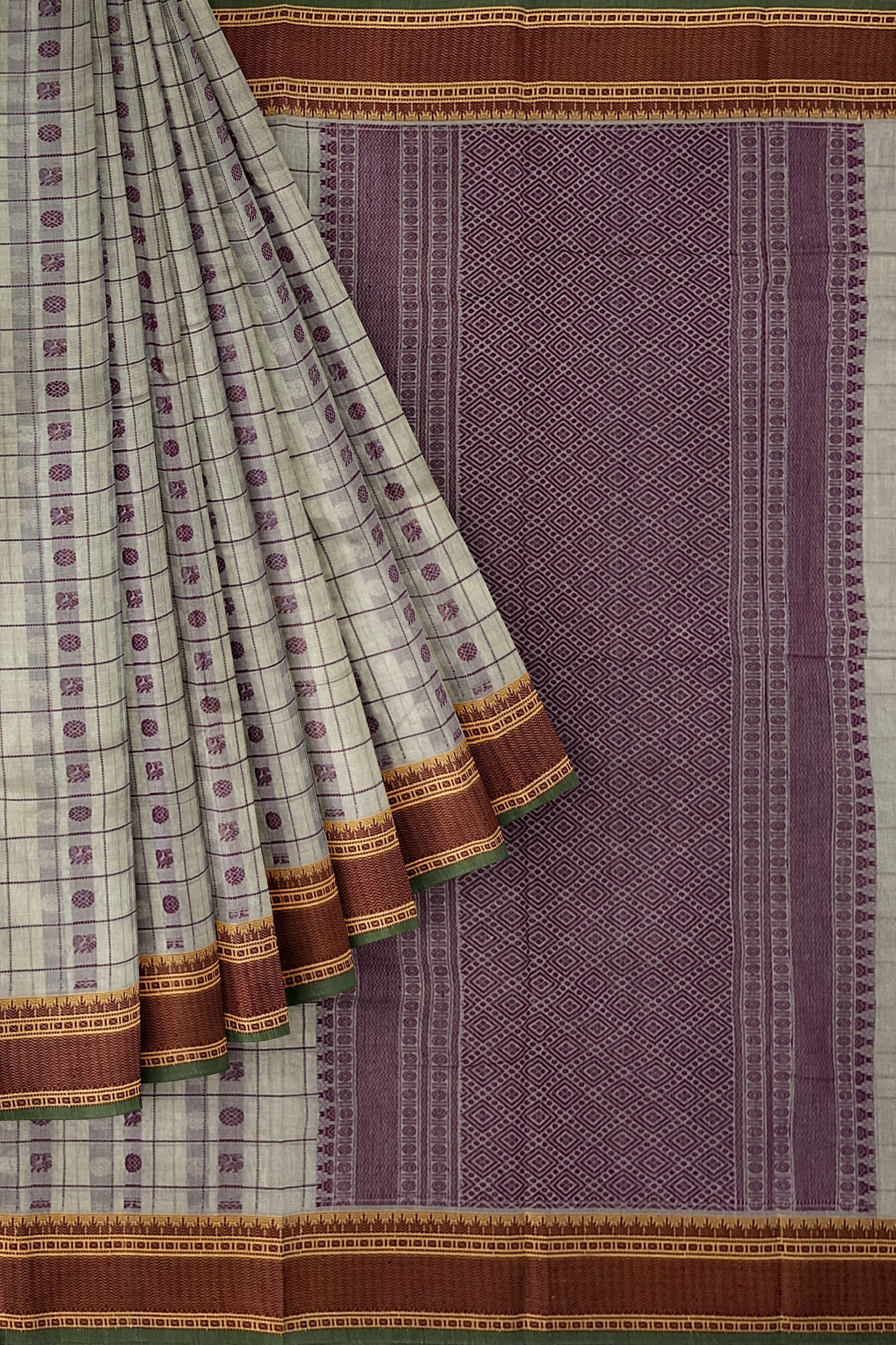 SENSAN Women’s Handloom Kanchi Cotton Saree with Blouse Piece [SKU:754]