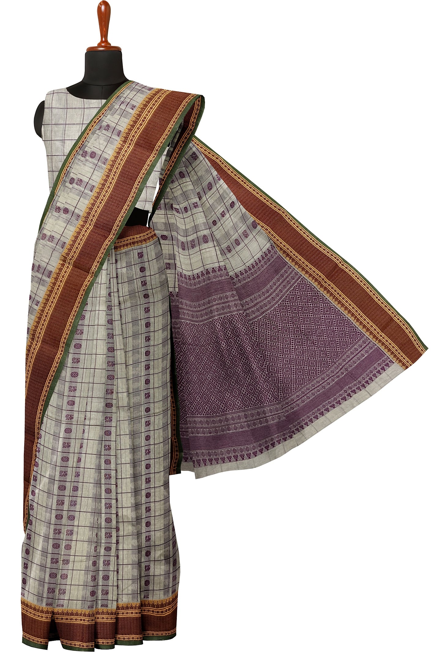 SENSAN Women’s Handloom Kanchi Cotton Saree with Blouse Piece [SKU:754]