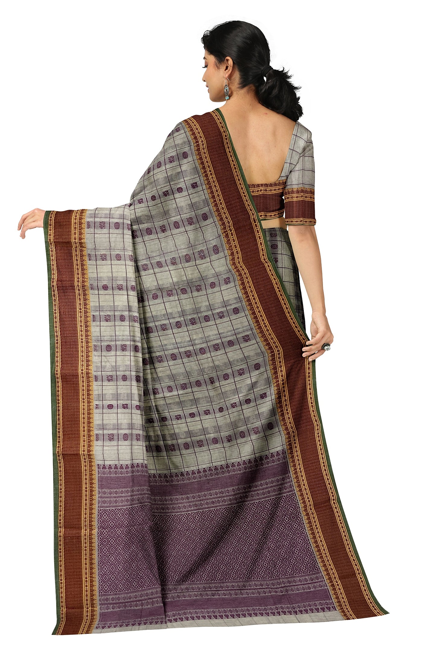 SENSAN Women’s Handloom Kanchi Cotton Saree with Blouse Piece [SKU:754]
