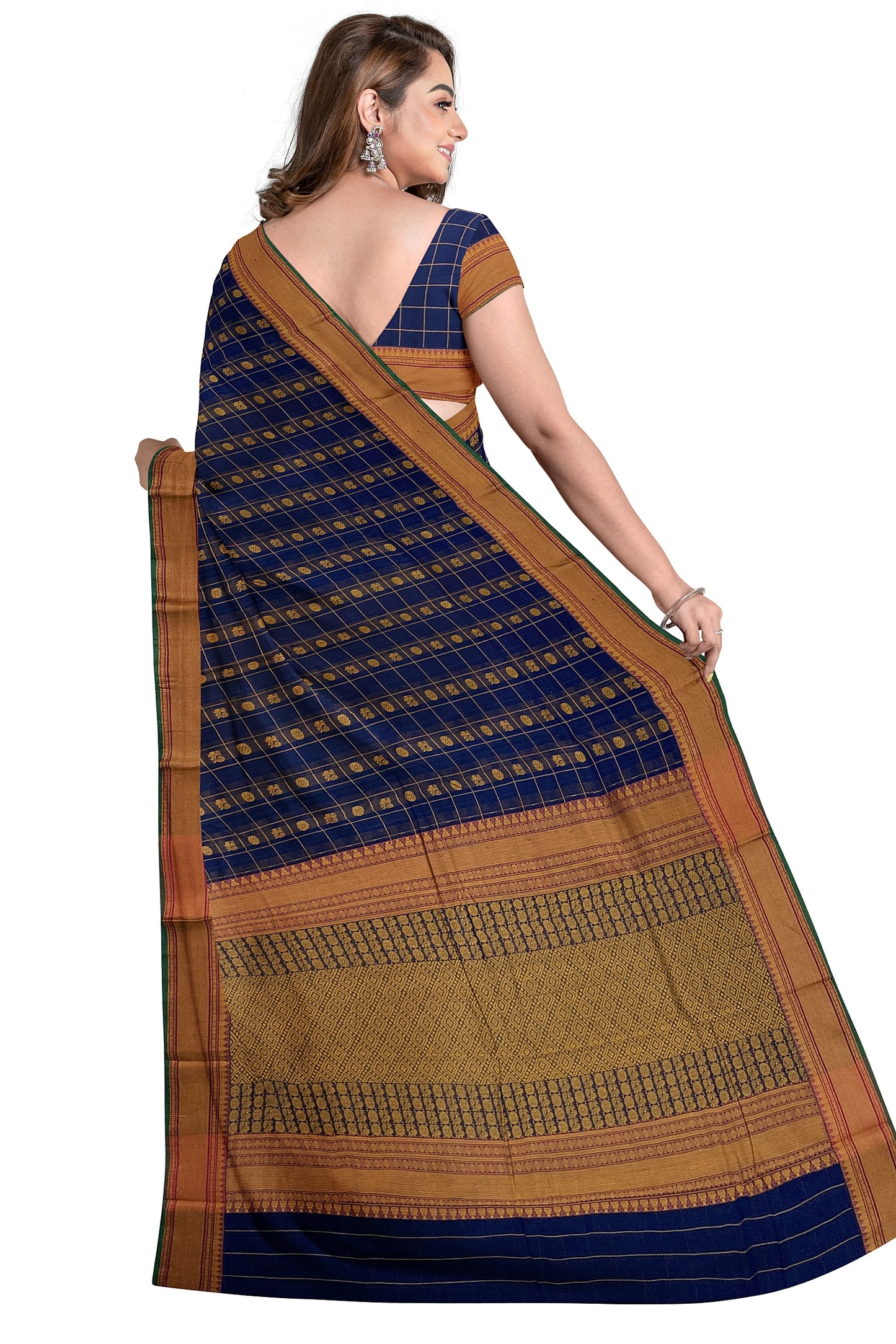 SENSAN Women’s Handloom Kanchi Cotton Saree with Blouse Piece [SKU:754]