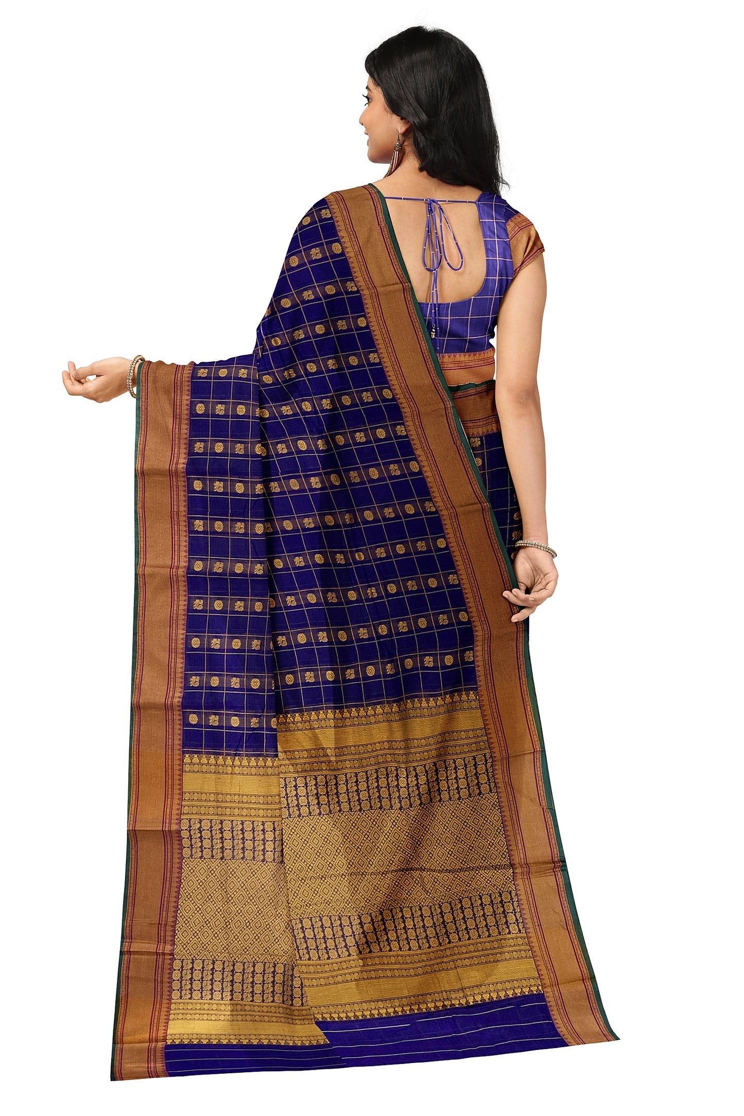 SENSAN Women’s Handloom Kanchi Cotton Saree with Blouse Piece [SKU:754]