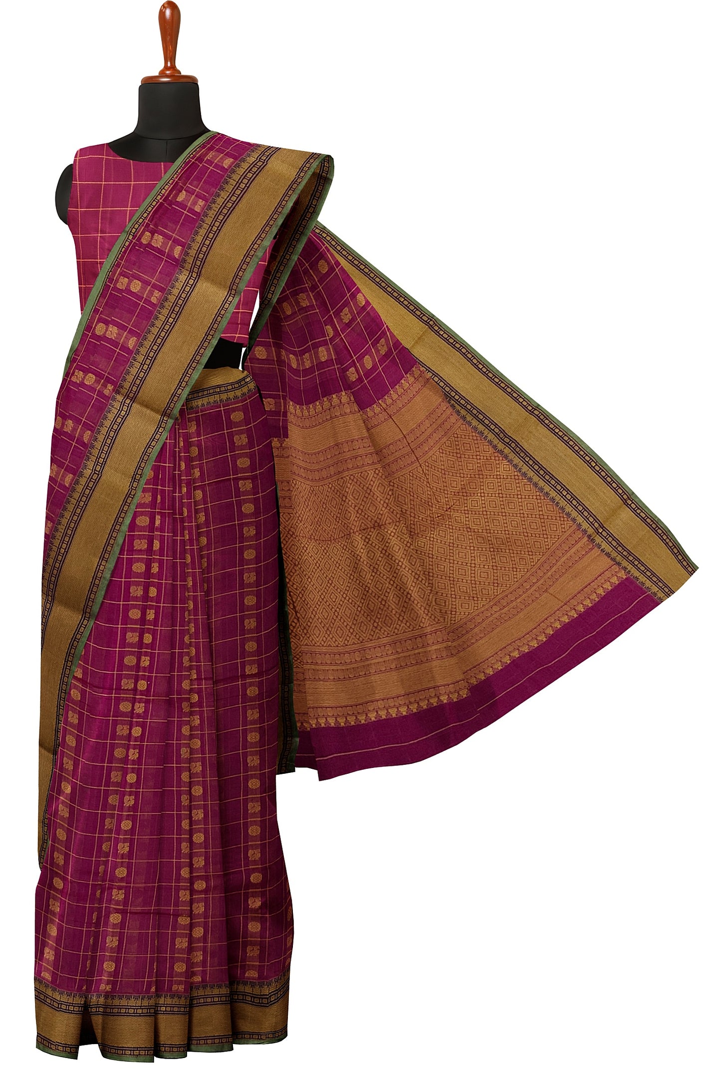 SENSAN Women’s Handloom Kanchi Cotton Saree with Blouse Piece [SKU:754]