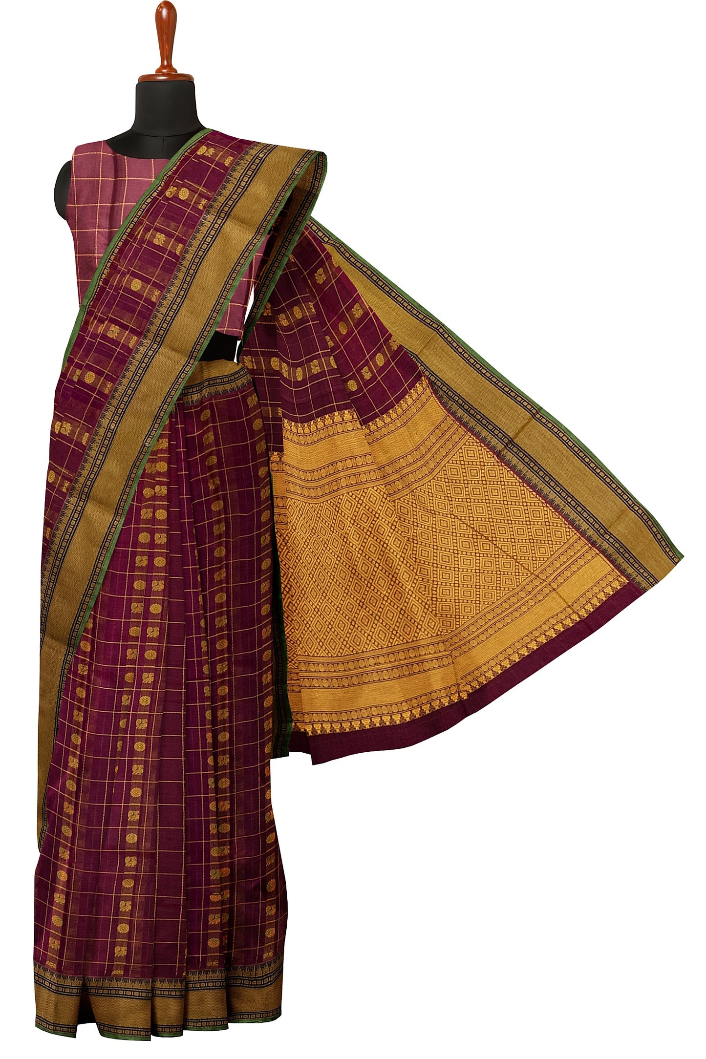 SENSAN Women’s Handloom Kanchi Cotton Saree with Blouse Piece [SKU:754]