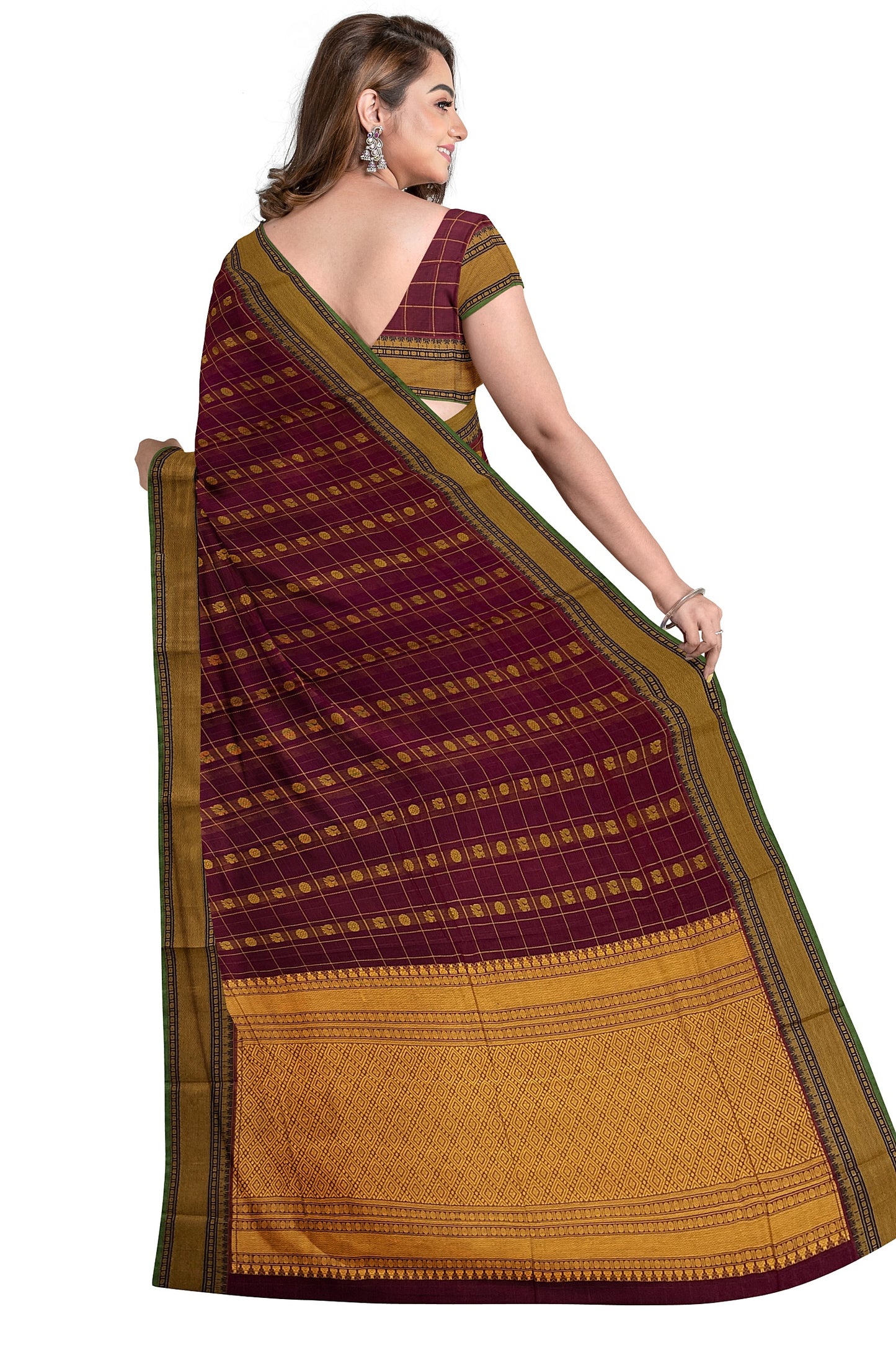 SENSAN Women’s Handloom Kanchi Cotton Saree with Blouse Piece [SKU:754]
