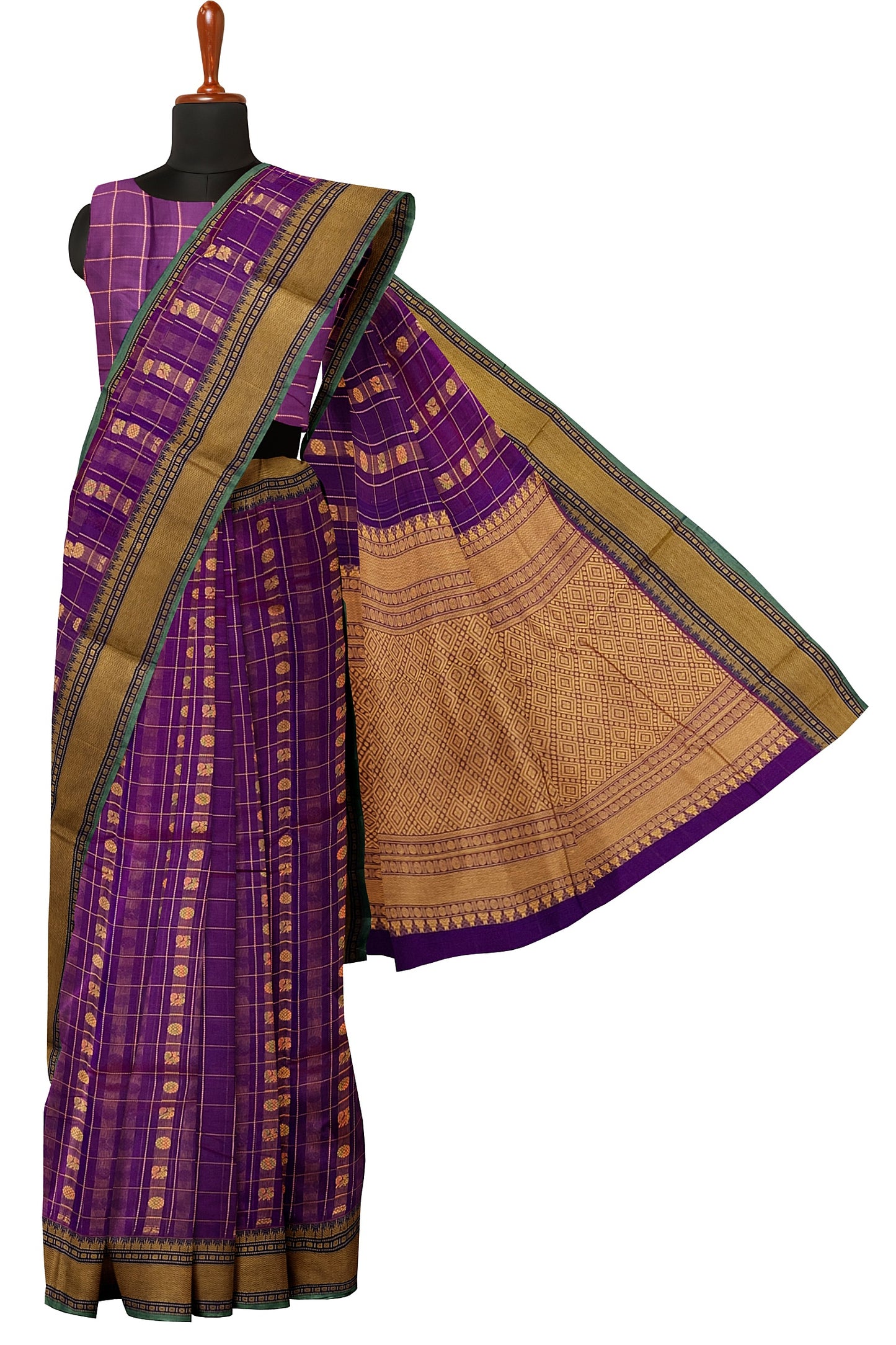 SENSAN Women’s Handloom Kanchi Cotton Saree with Blouse Piece [SKU:754]