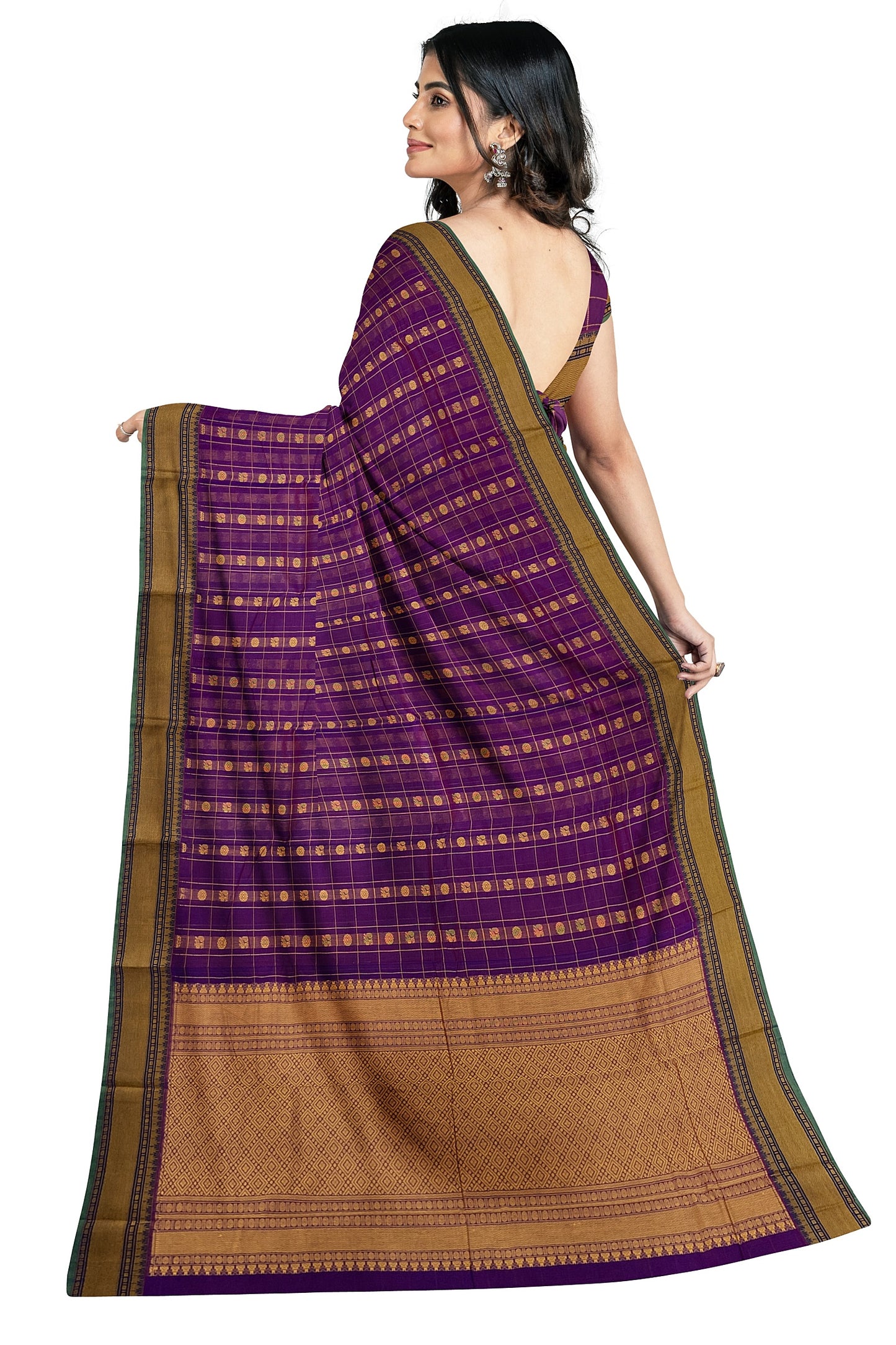 SENSAN Women’s Handloom Kanchi Cotton Saree with Blouse Piece [SKU:754]