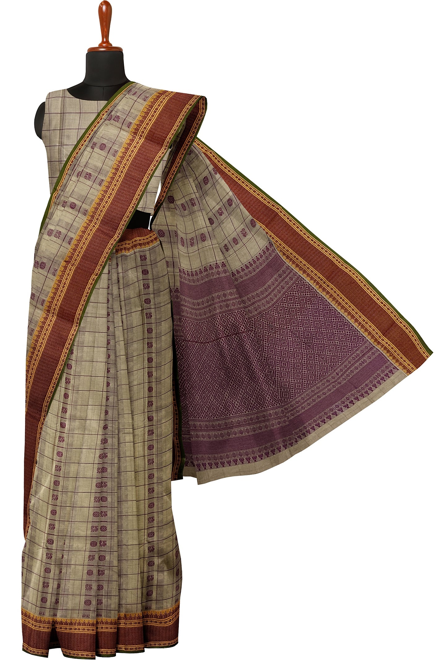SENSAN Women’s Handloom Kanchi Cotton Saree with Blouse Piece [SKU:754]