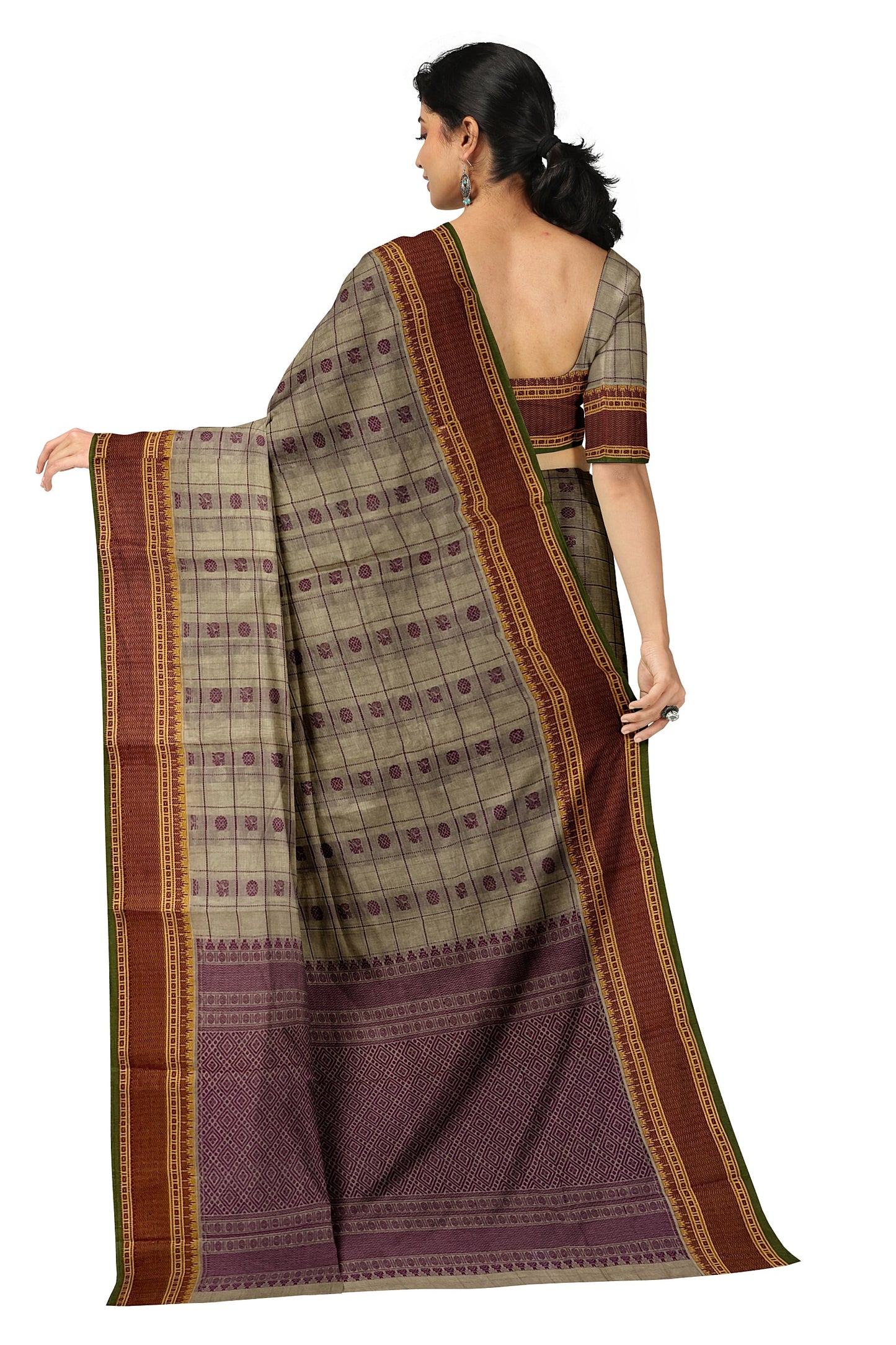 SENSAN Women’s Handloom Kanchi Cotton Saree with Blouse Piece [SKU:754]