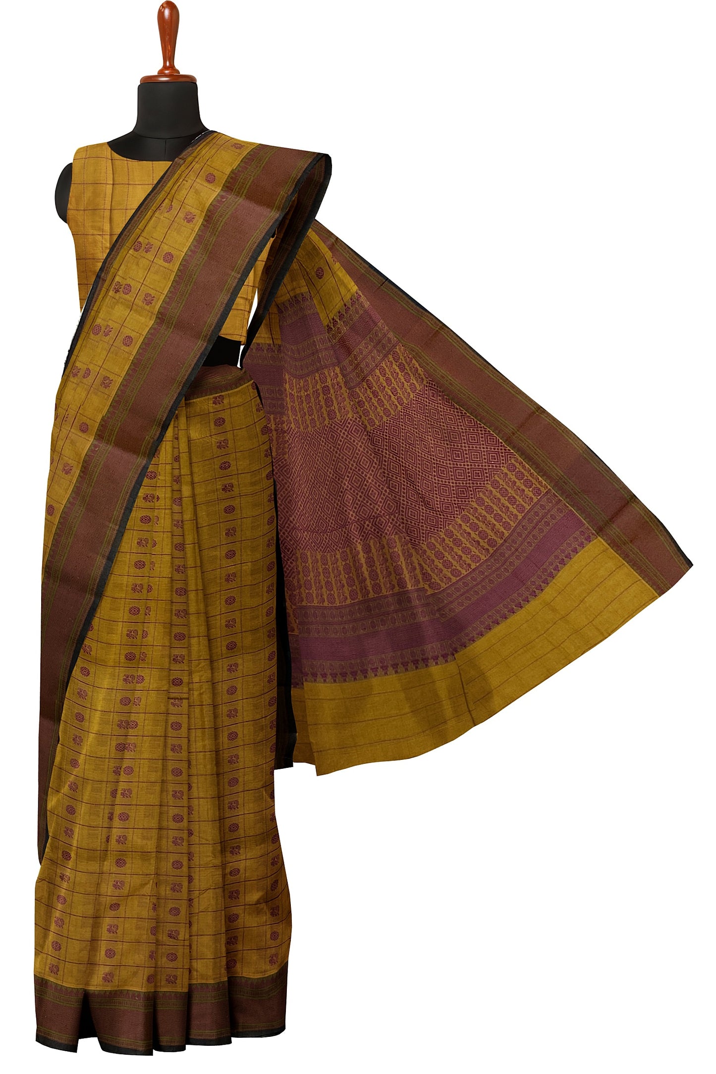 SENSAN Women’s Handloom Kanchi Cotton Saree with Blouse Piece [SKU:754]