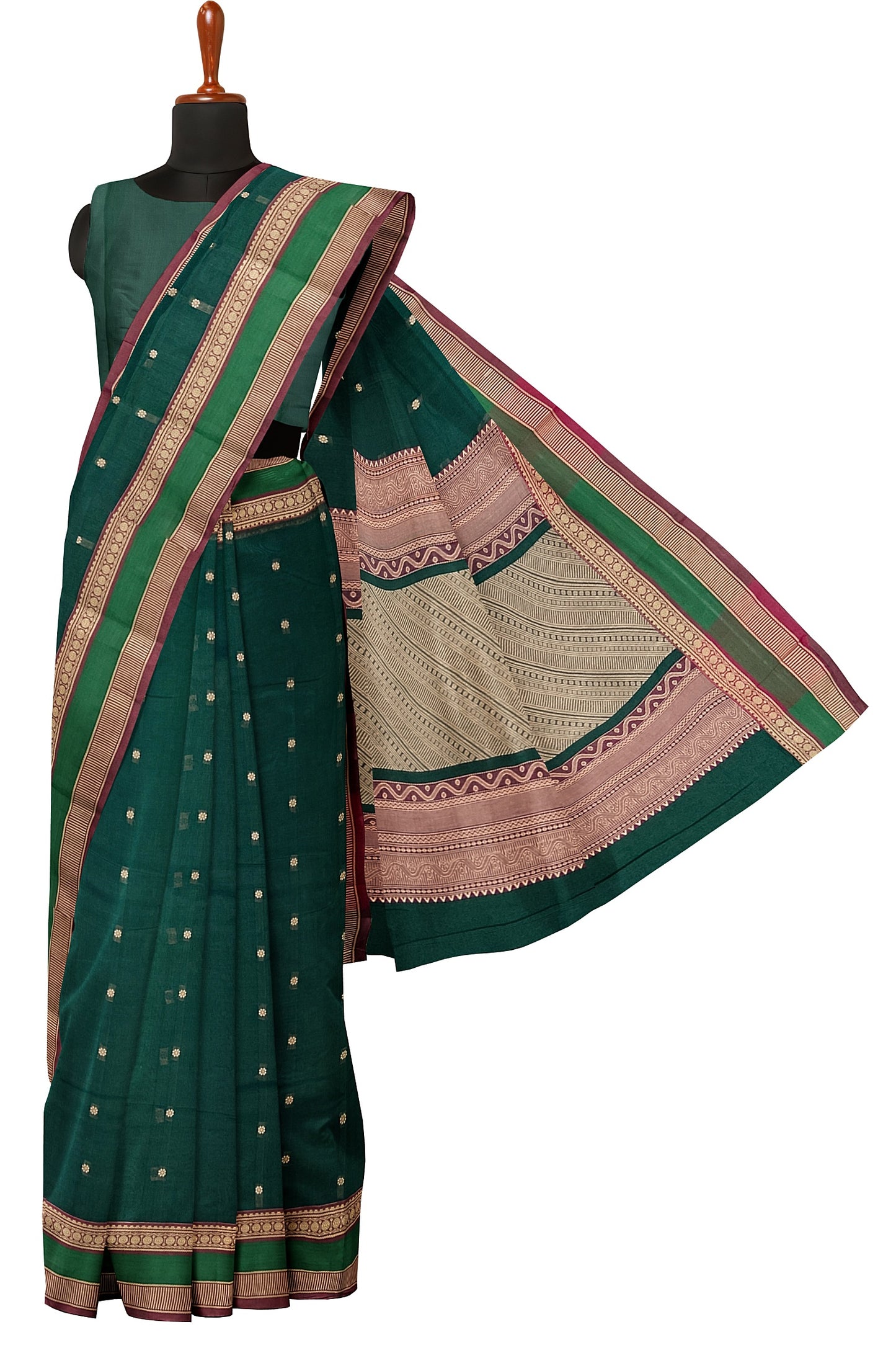 SENSAN Women’s Handloom Kanchi Cotton Saree with Blouse Piece [SKU:758]