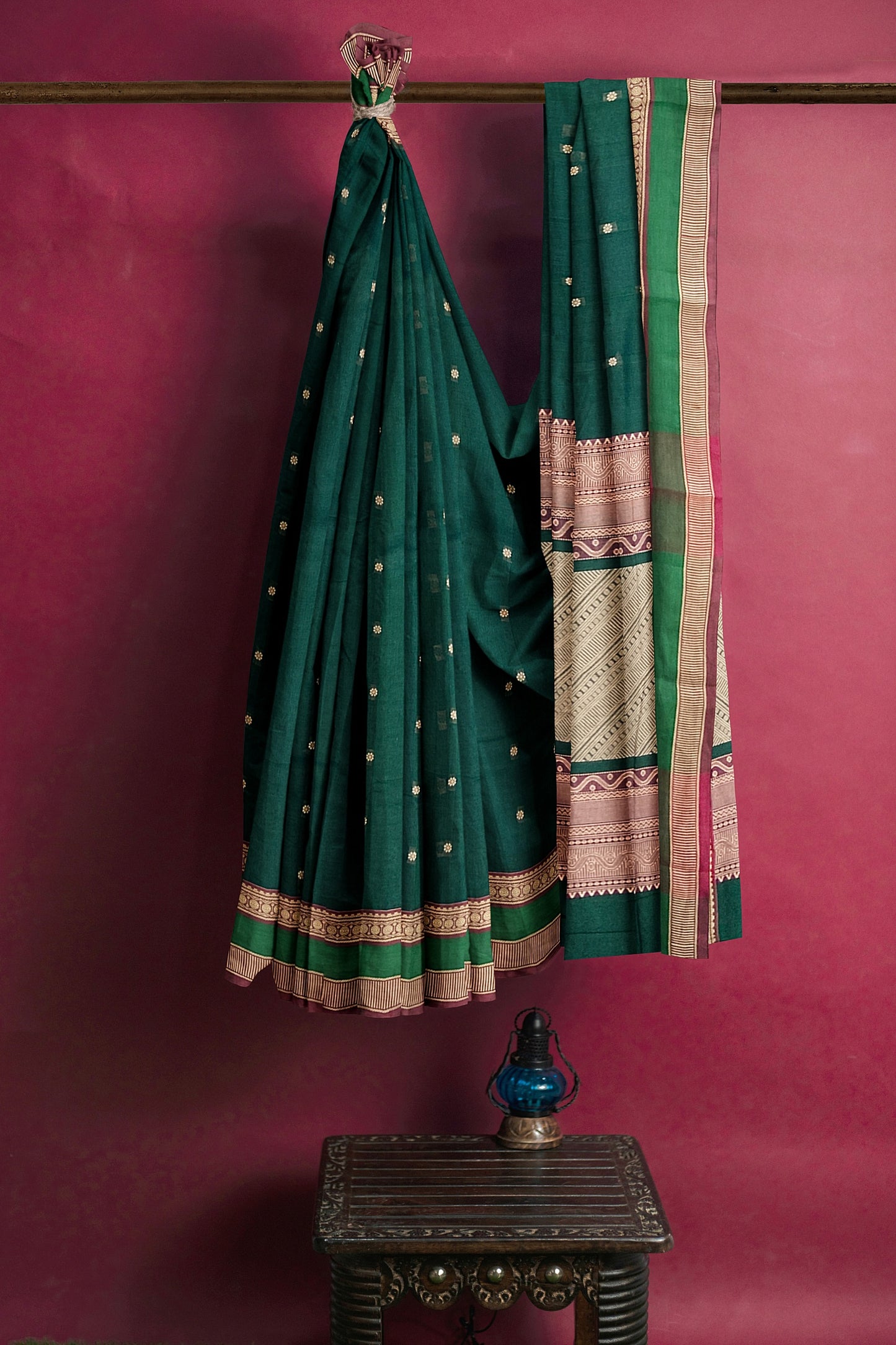 SENSAN Women’s Handloom Kanchi Cotton Saree with Blouse Piece [SKU:758]