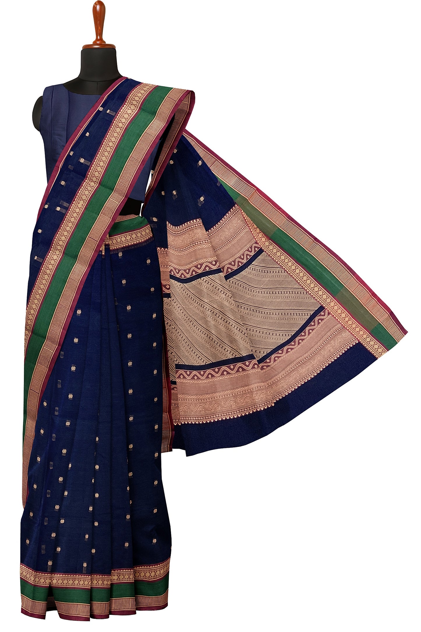 SENSAN Women’s Handloom Kanchi Cotton Saree with Blouse Piece [SKU:758]