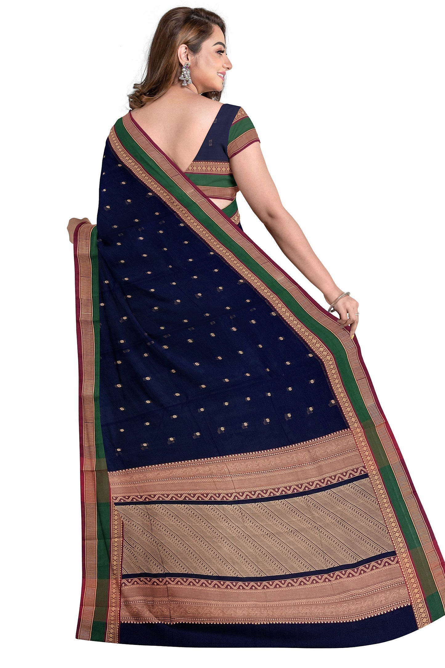 SENSAN Women’s Handloom Kanchi Cotton Saree with Blouse Piece [SKU:758]