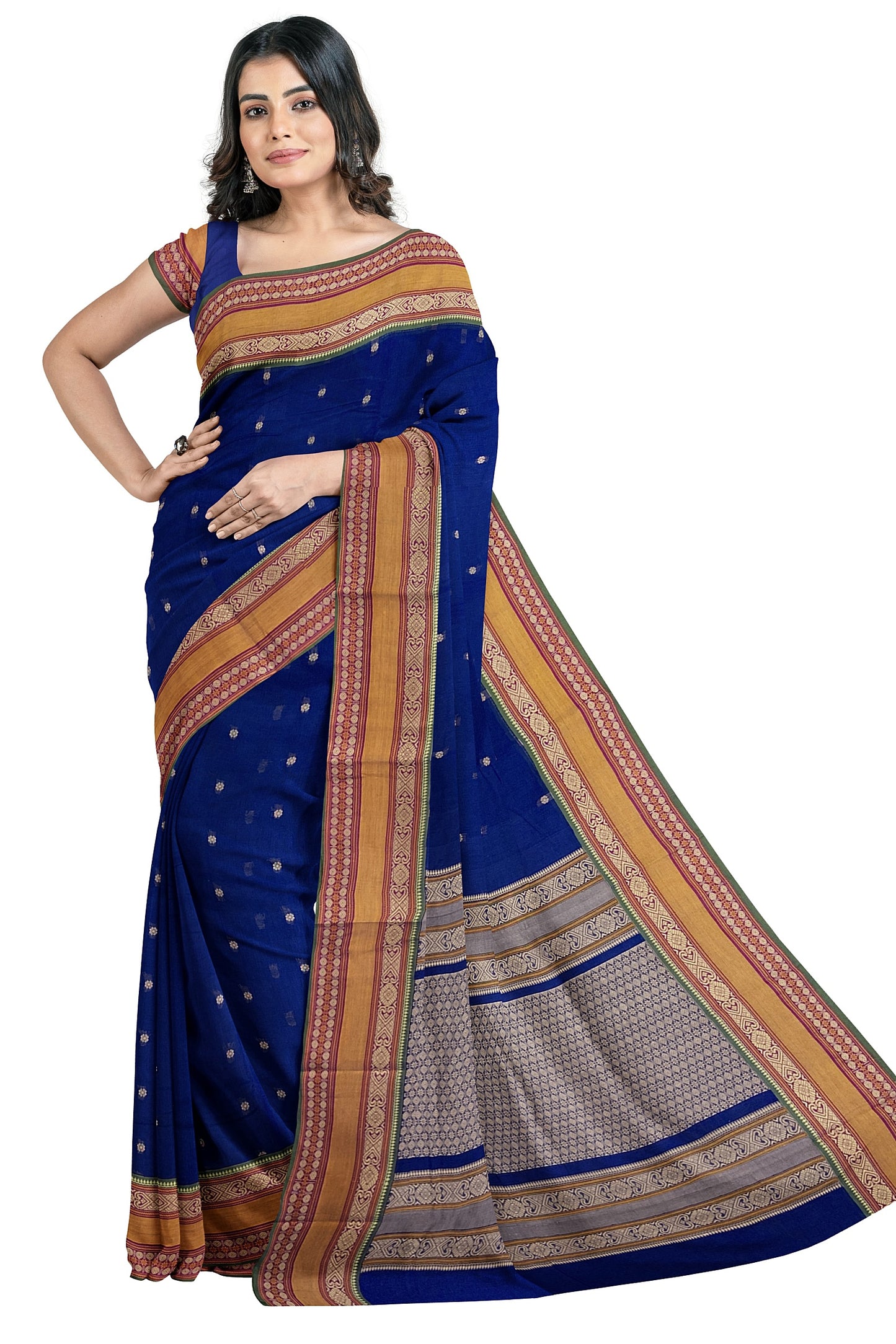 SENSAN Women’s Handloom Kanchi Cotton Saree with Blouse Piece [SKU:766]