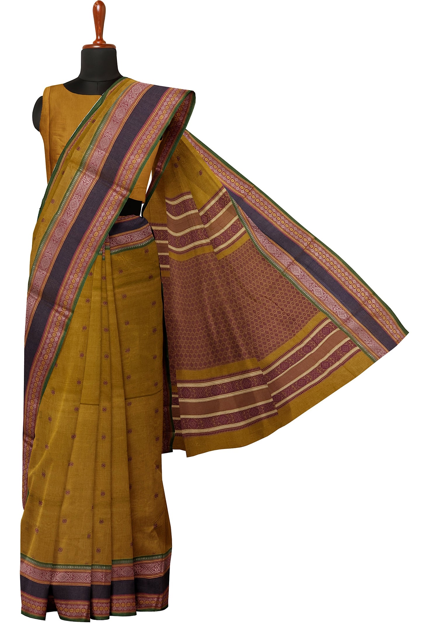 SENSAN Women’s Handloom Kanchi Cotton Saree with Blouse Piece [SKU:766]