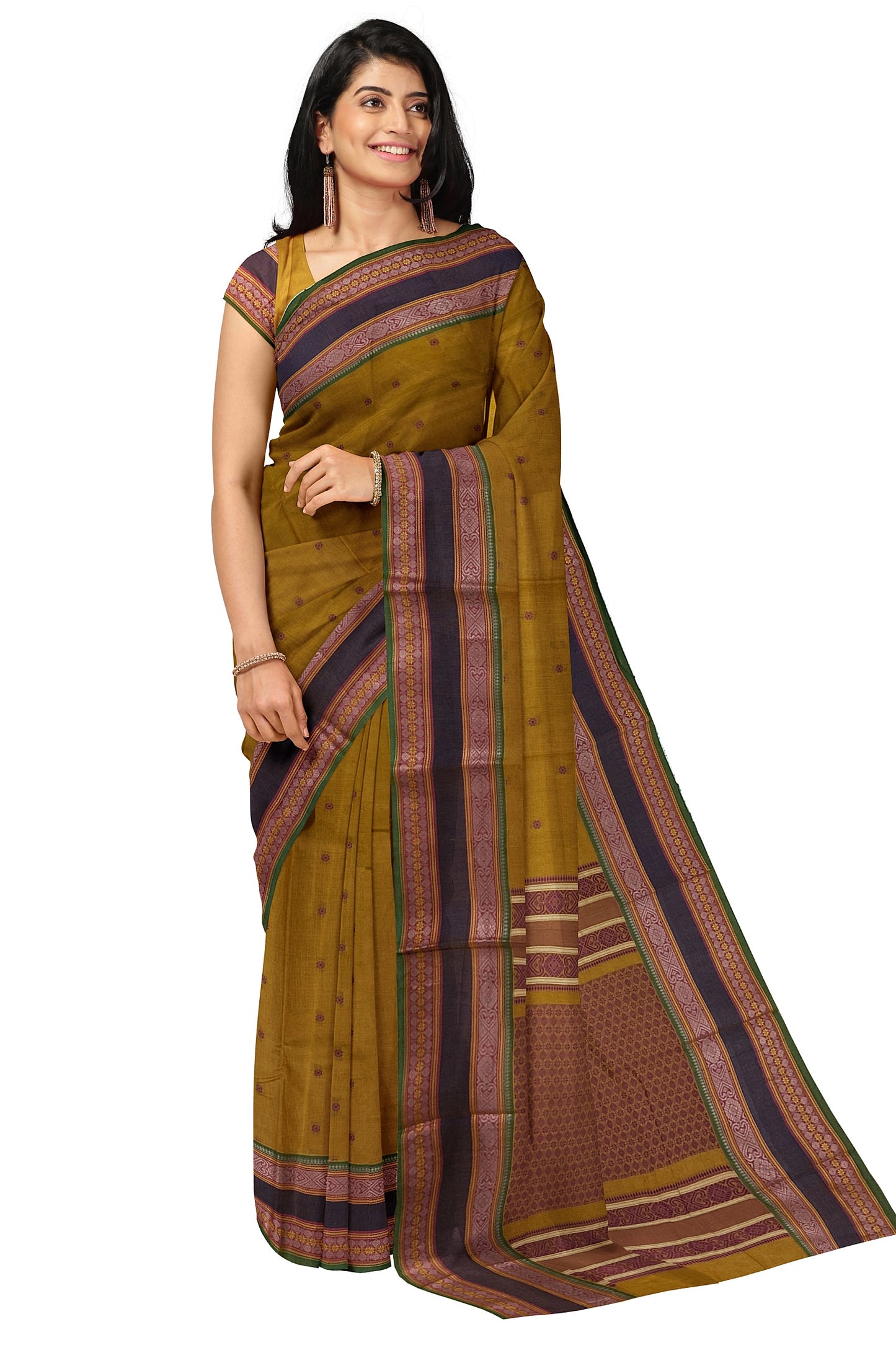 SENSAN Women’s Handloom Kanchi Cotton Saree with Blouse Piece [SKU:766]