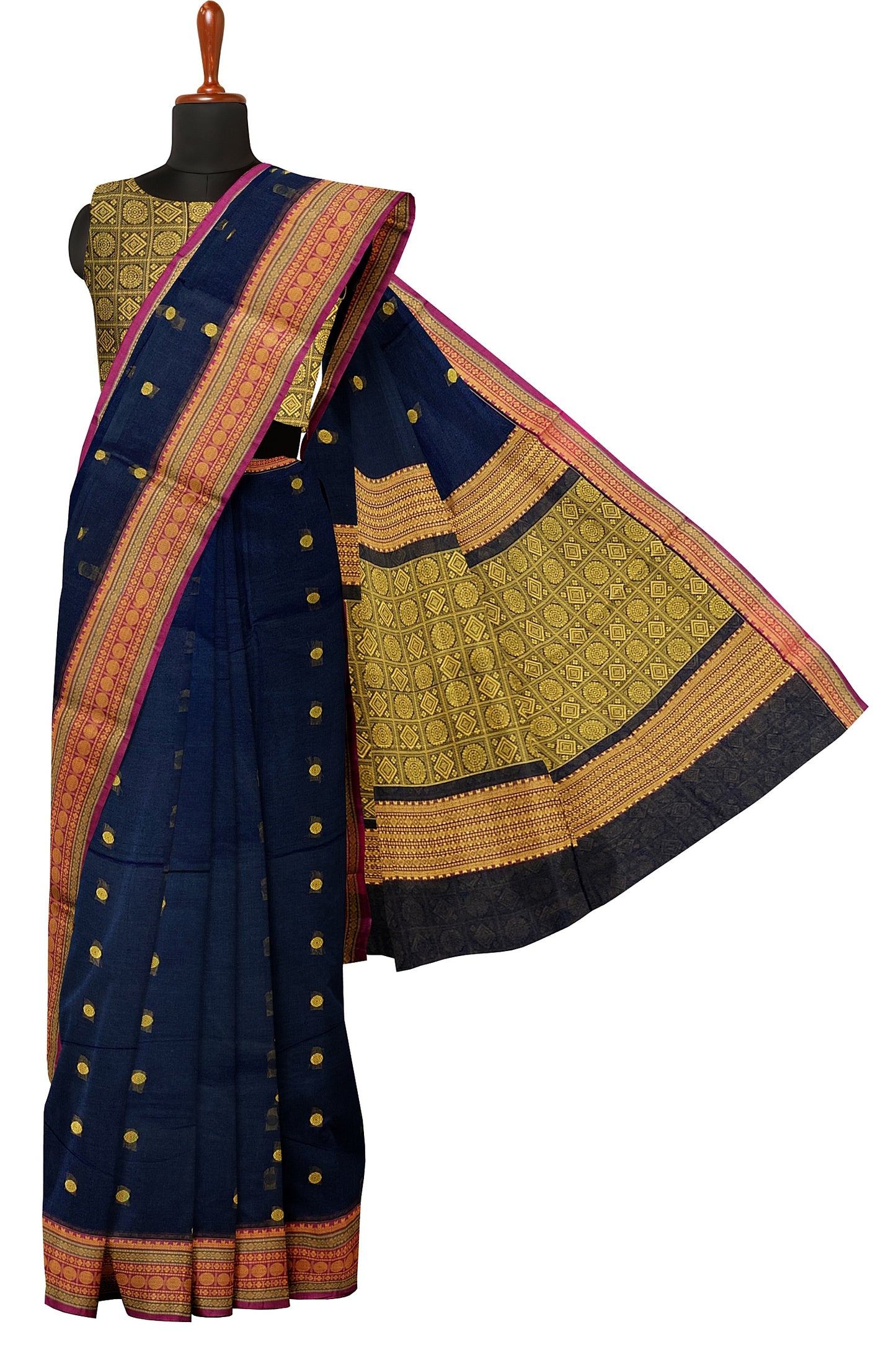 SENSAN Women’s Handloom Kanchi Cotton Saree with Blouse Piece [SKU:767]