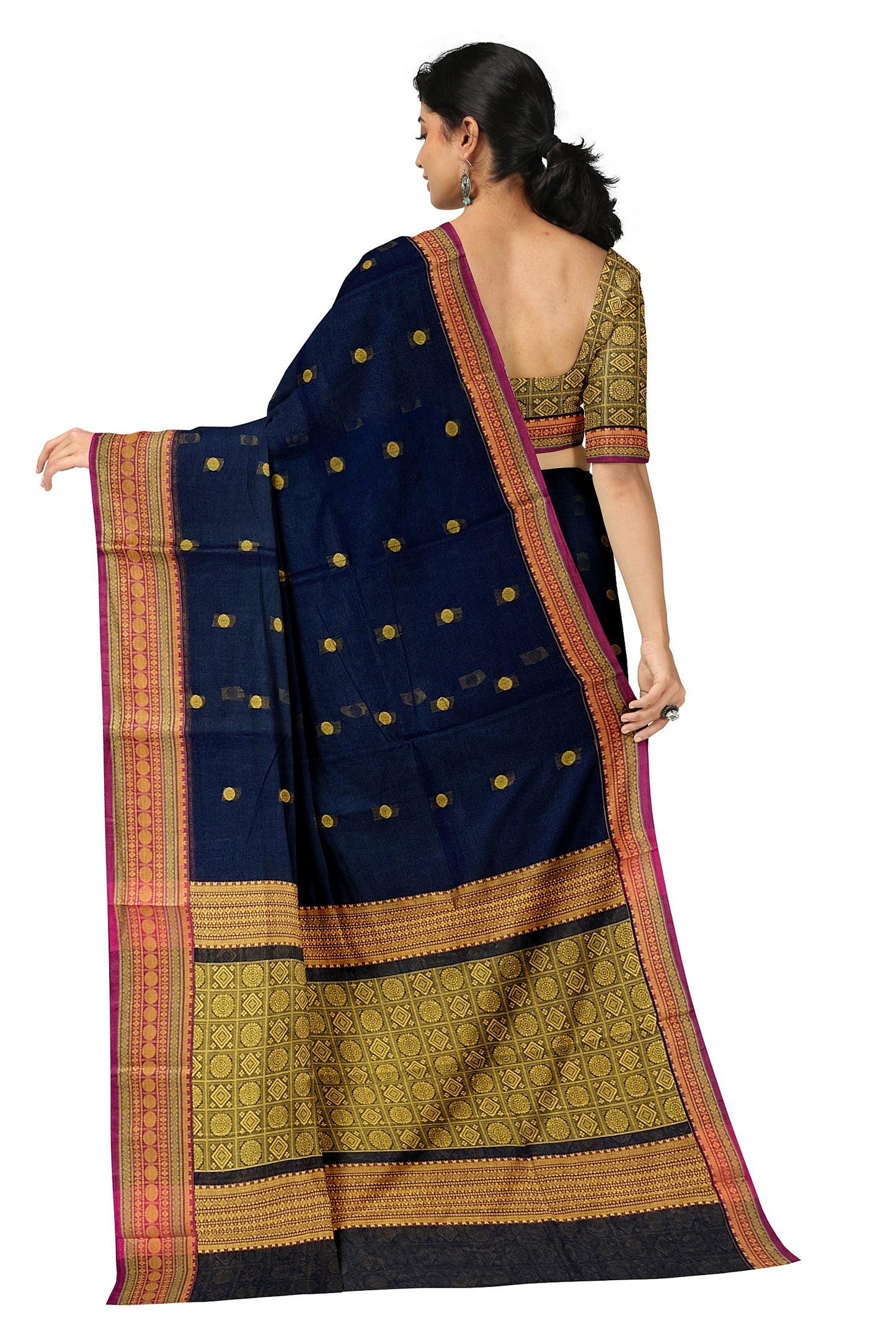 SENSAN Women’s Handloom Kanchi Cotton Saree with Blouse Piece [SKU:767]
