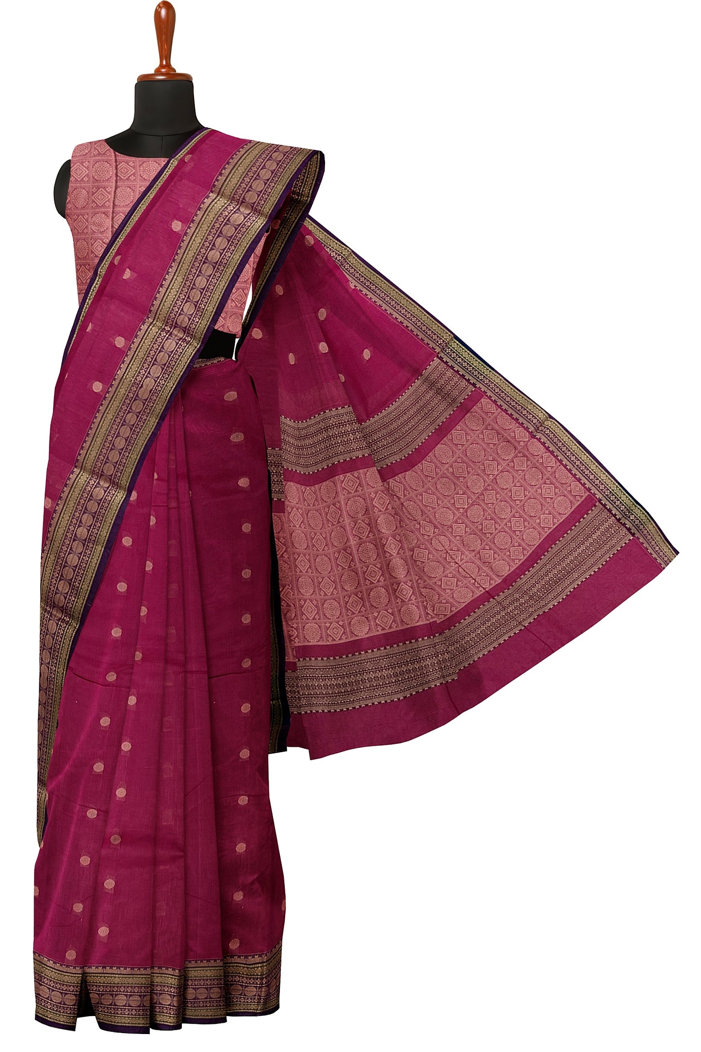 SENSAN Women’s Handloom Kanchi Cotton Saree with Blouse Piece [SKU:767]