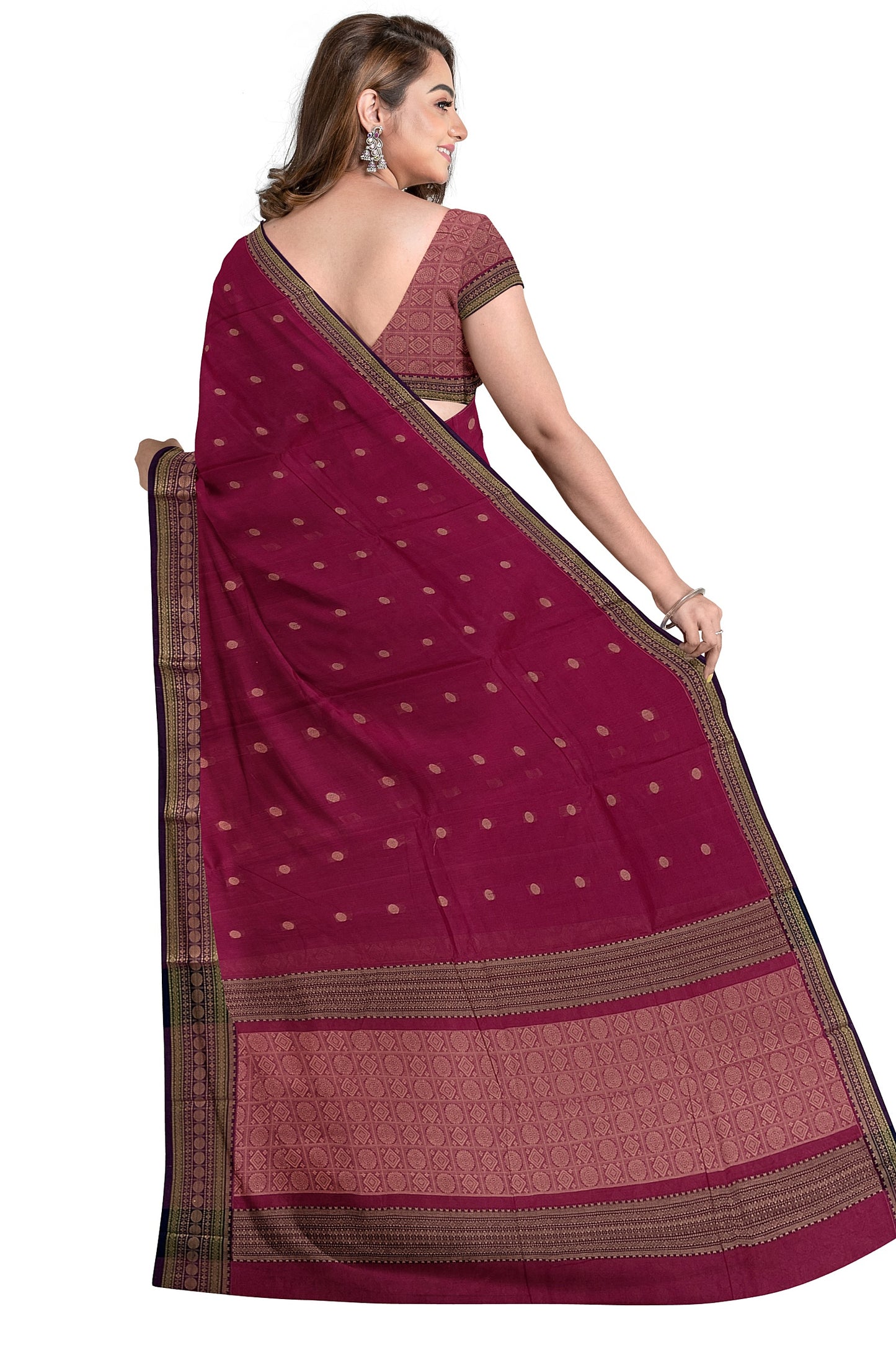 SENSAN Women’s Handloom Kanchi Cotton Saree with Blouse Piece [SKU:767]
