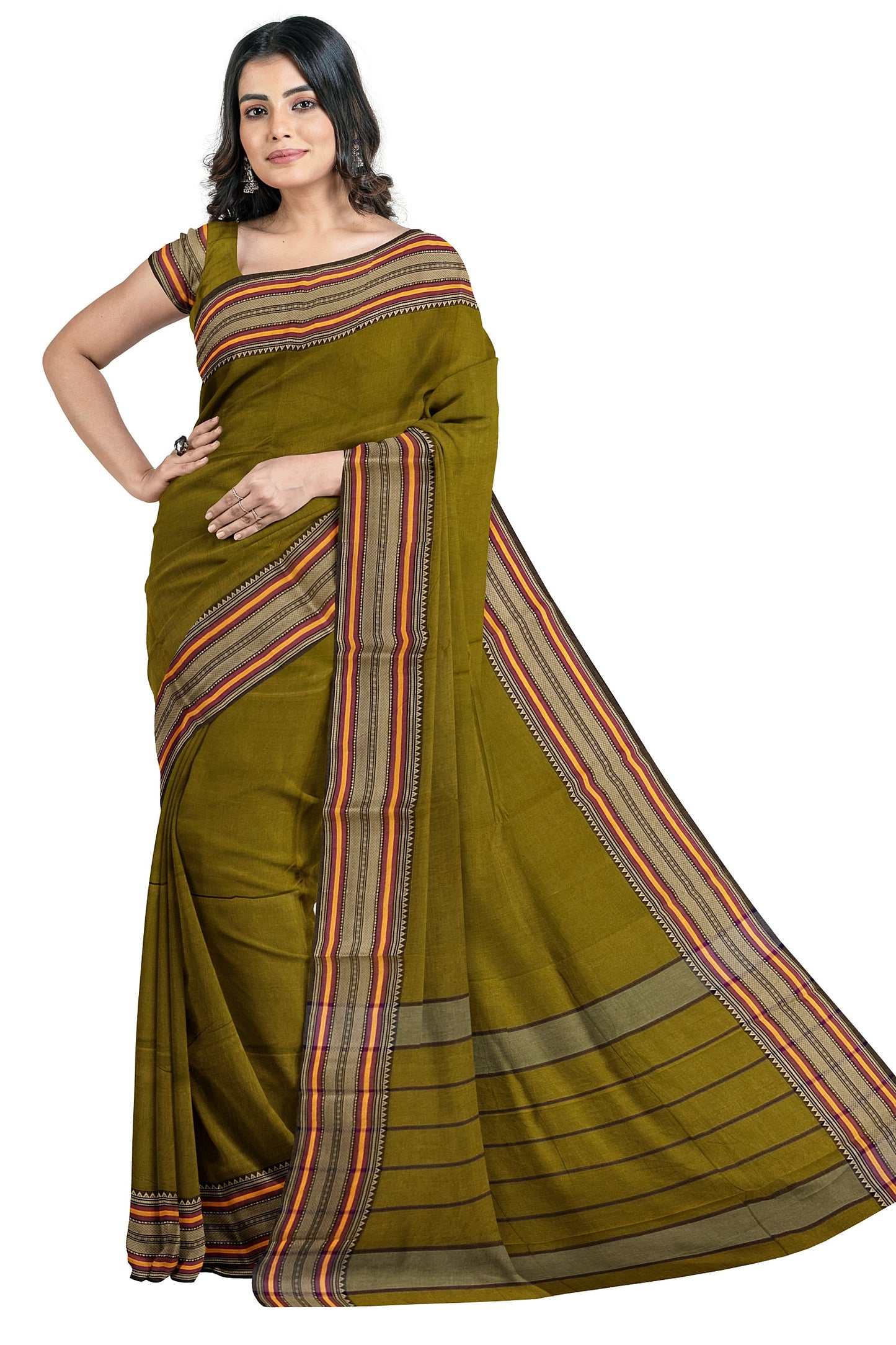 SENSAN Women’s Kanchi Cotton Saree with Blouse Piece [SKU:782]
