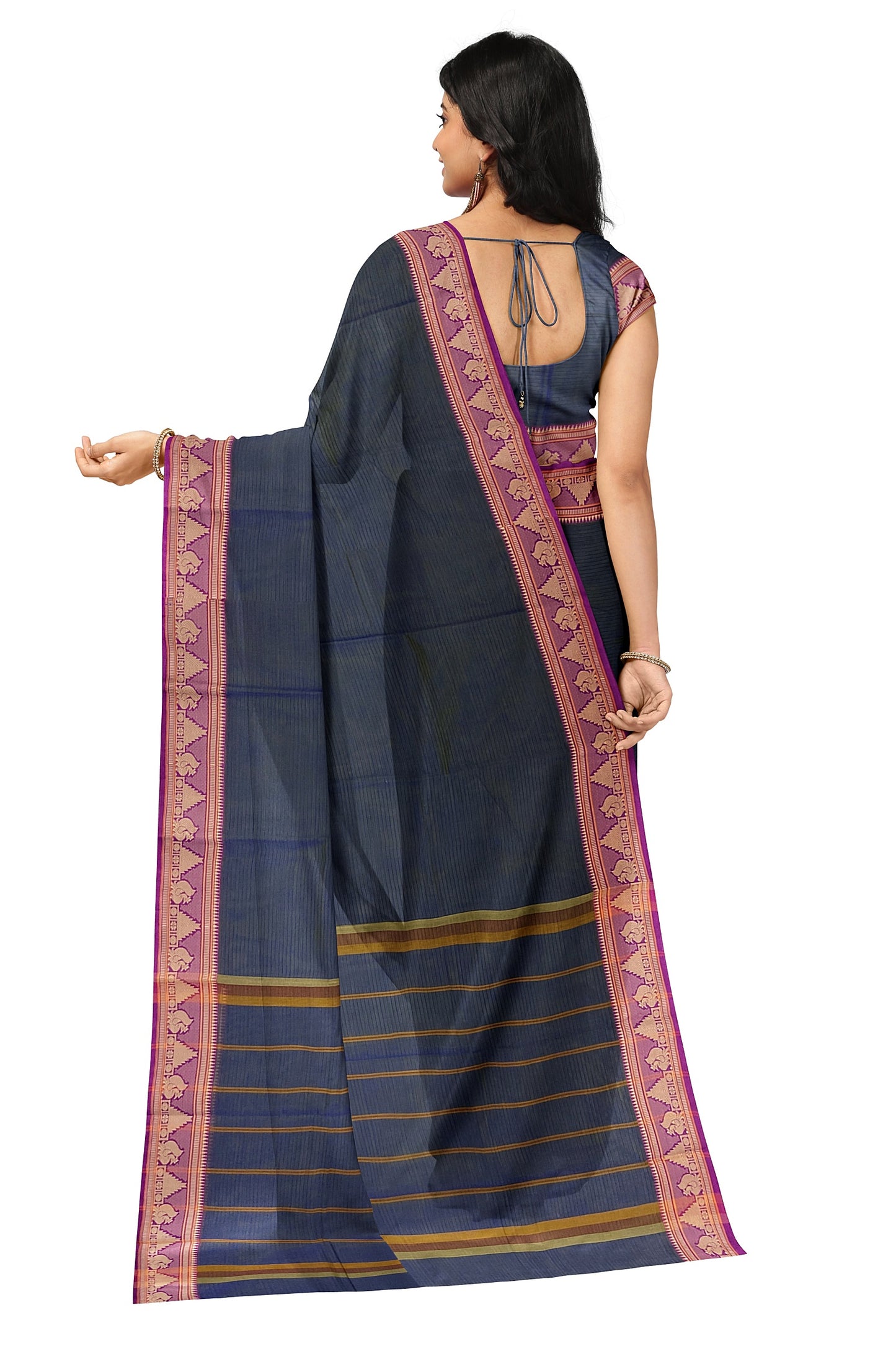 SENSAN Women’s  Kanchi Cotton Saree with Blouse Piece [SKU:784]