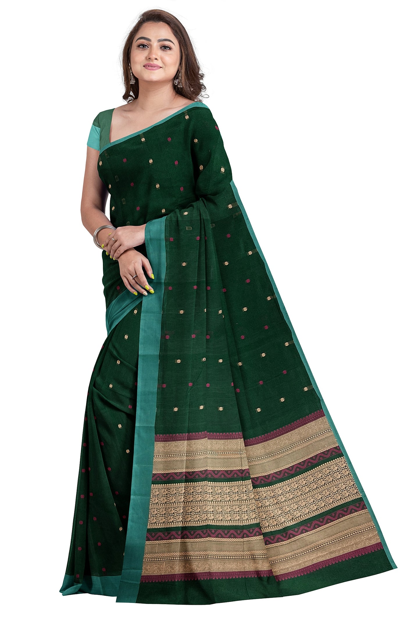 SENSAN Women’s Kanchi Cotton Saree with Blouse Piece [SKU:790]