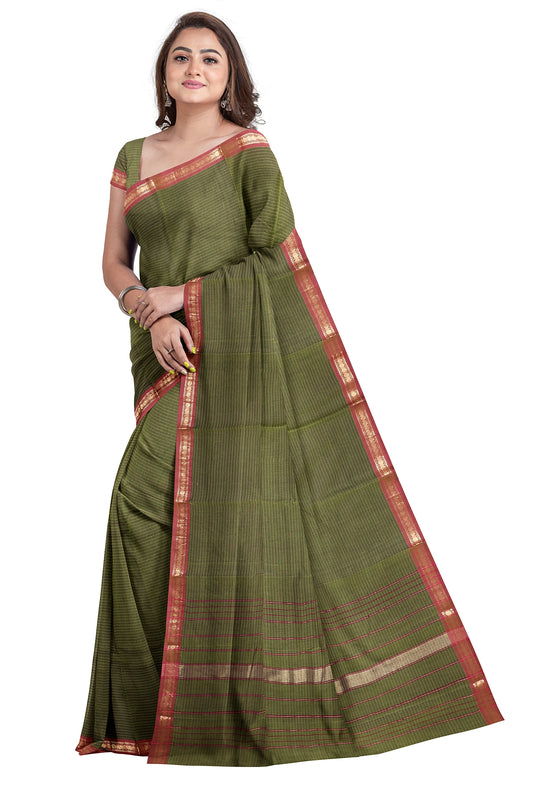 SENSAN Women’s  Kanchi Cotton Saree with Blouse Piece [SKU:811]