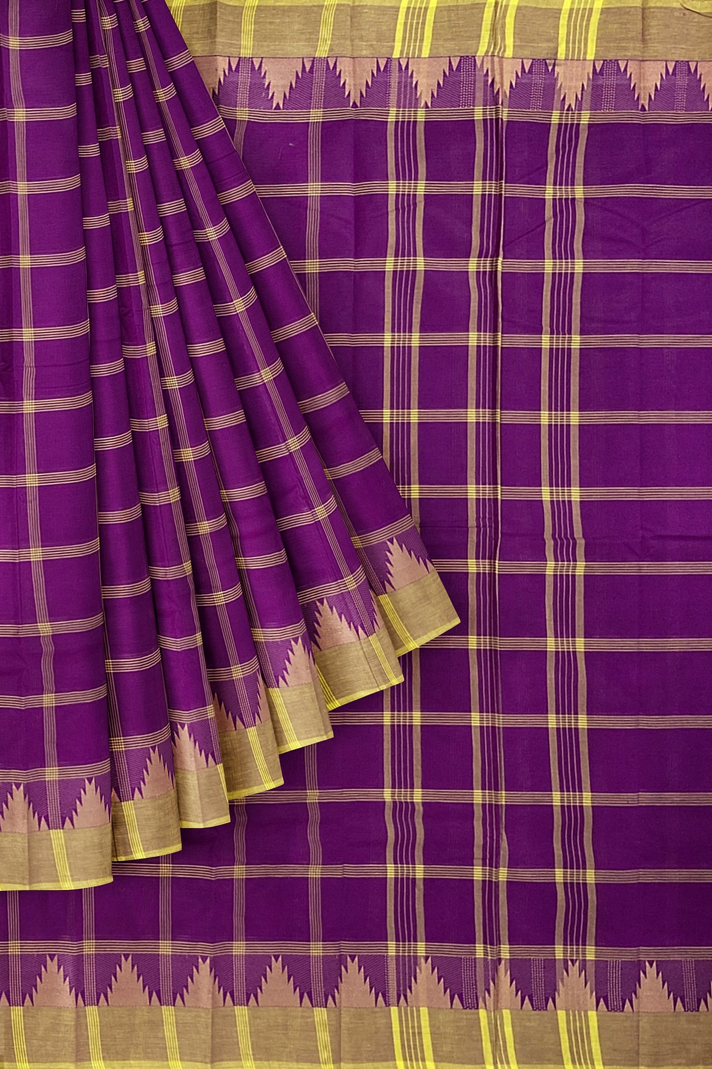 SENSAN Women’s Handloom Chettinad Checks Cotton Saree without Blouse Piece [SKU:4001]