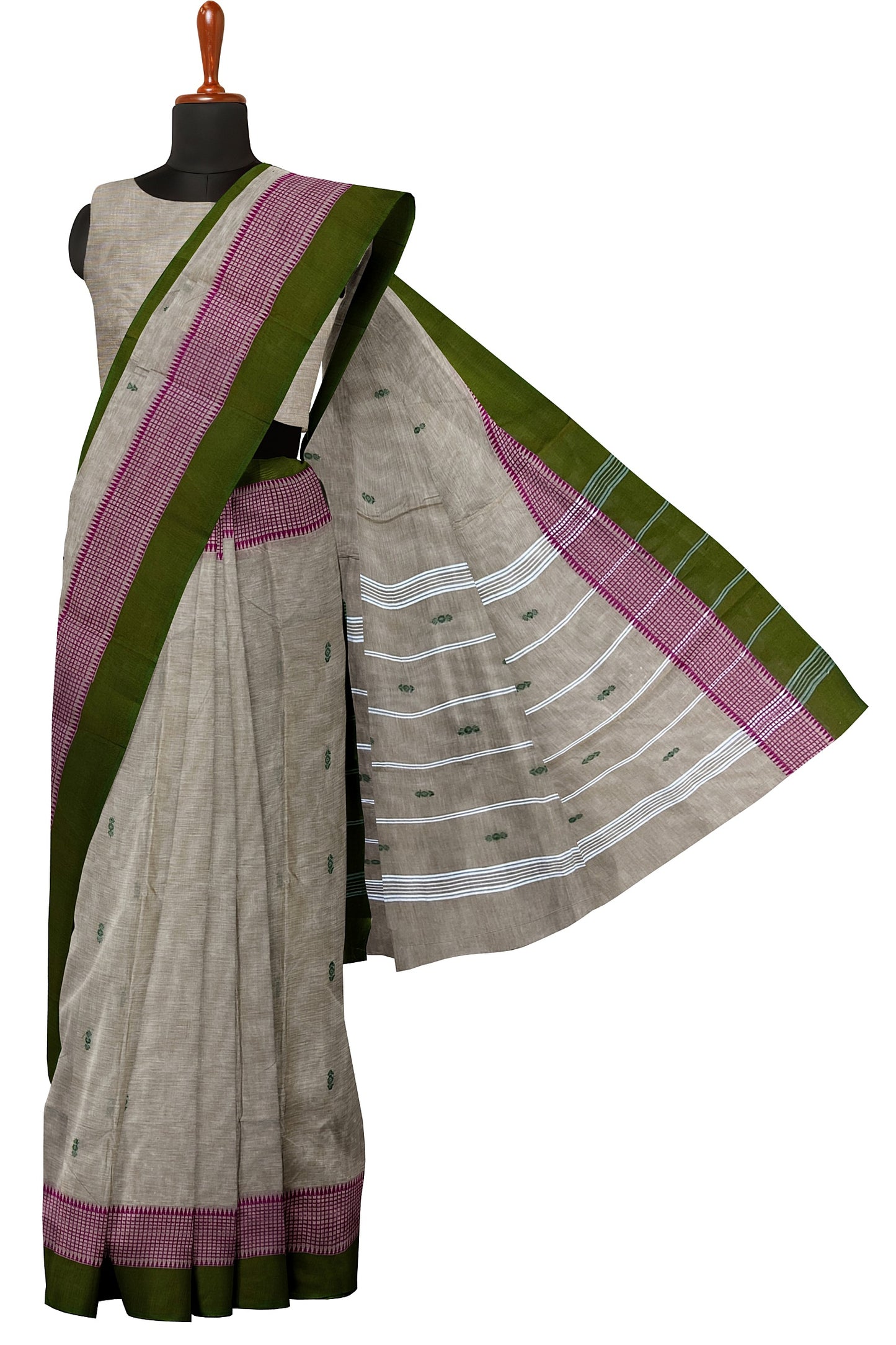 SENSAN Women’s Handloom Chettinad Cotton Saree without Blouse Piece [SKU:4012]