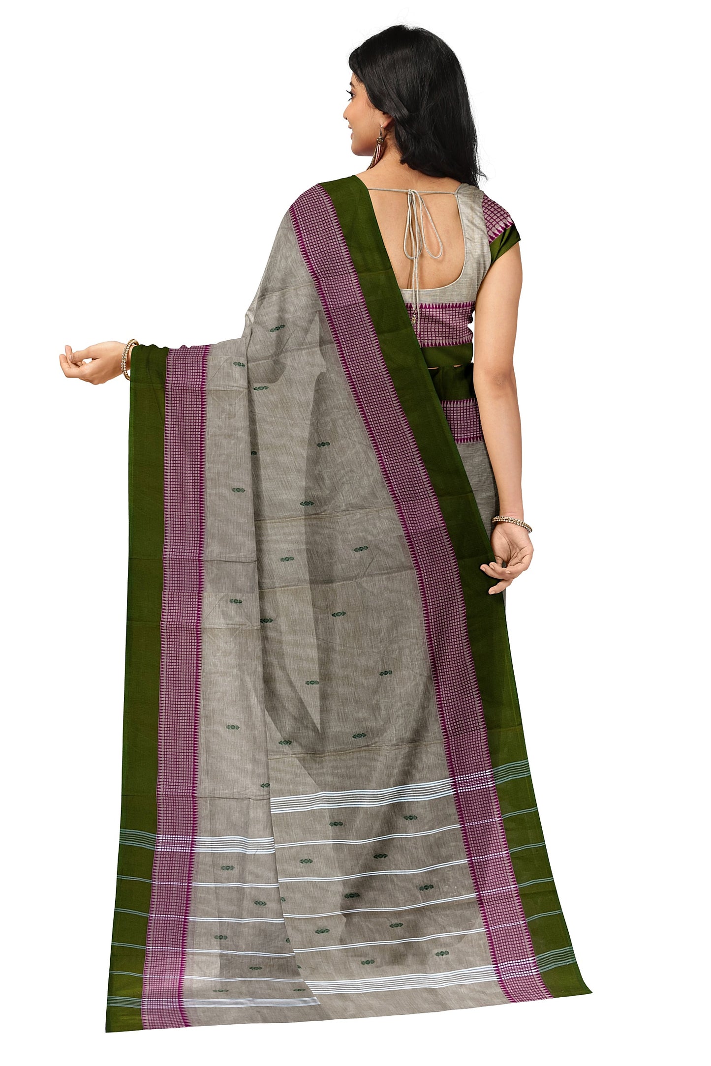 SENSAN Women’s Handloom Chettinad Cotton Saree without Blouse Piece [SKU:4012]