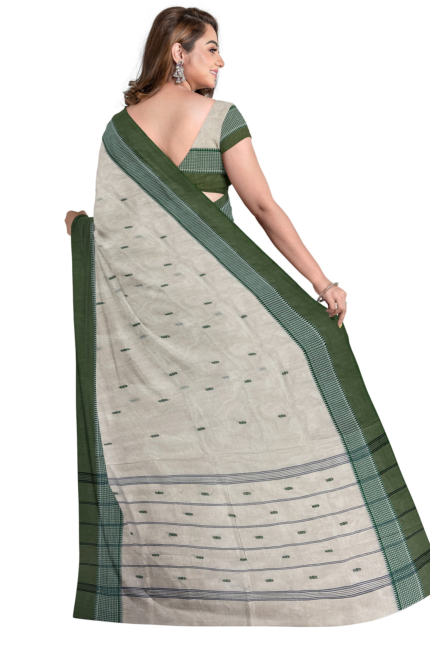 SENSAN Women’s Handloom Chettinad Cotton Saree without Blouse Piece [SKU:4012]