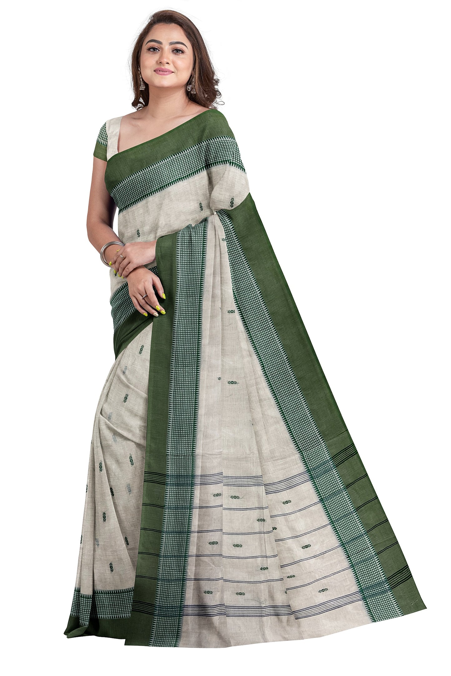SENSAN Women’s Handloom Chettinad Cotton Saree without Blouse Piece [SKU:4012]