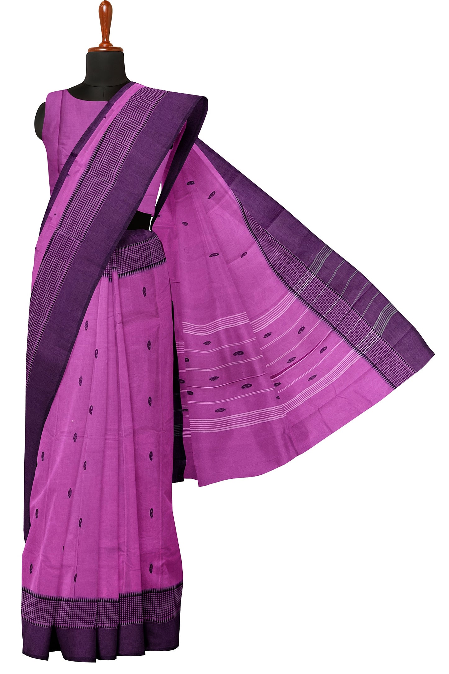 SENSAN Women’s Handloom Chettinad Cotton Saree without Blouse Piece [SKU:4012]