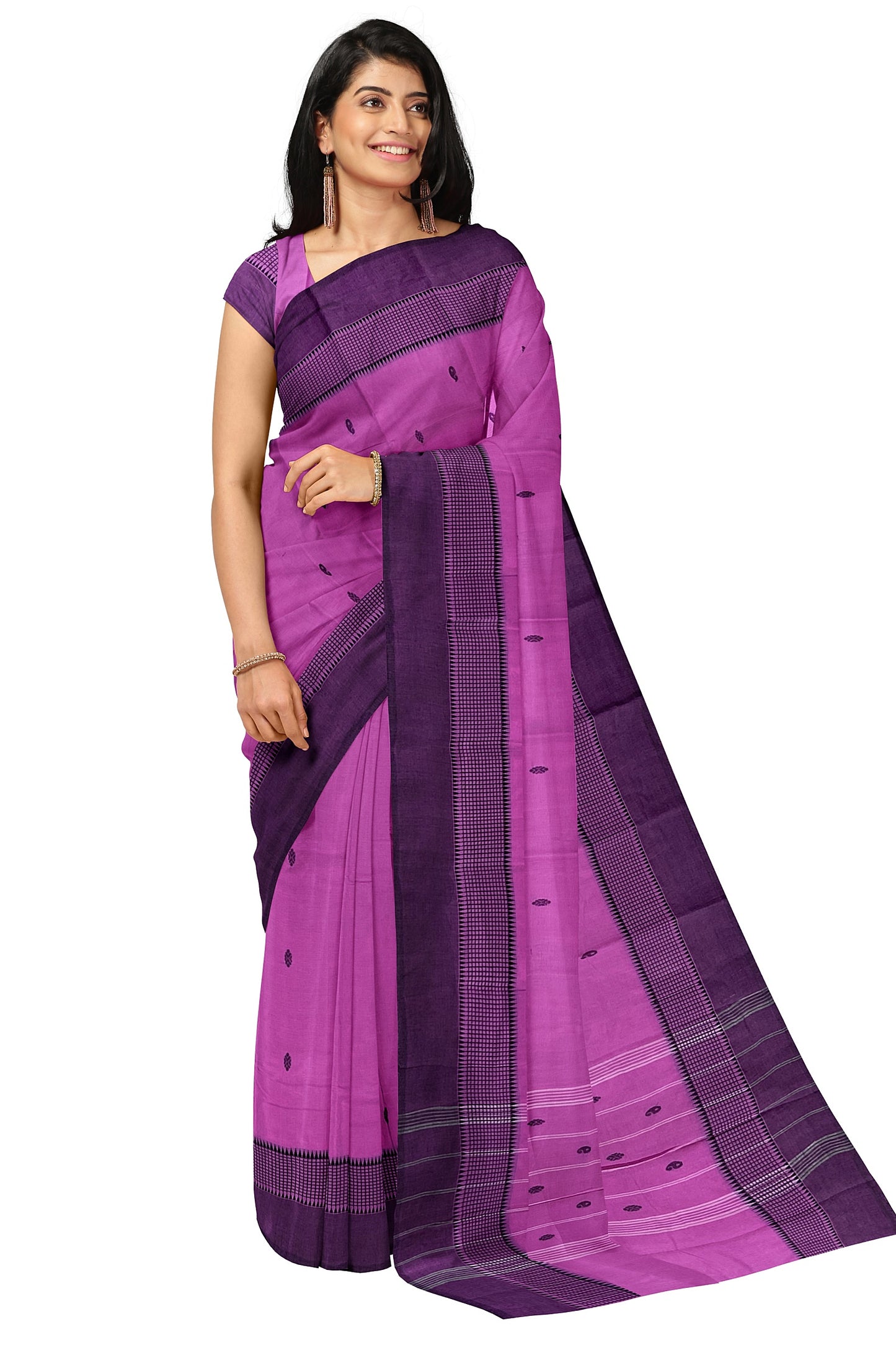 SENSAN Women’s Handloom Chettinad Cotton Saree without Blouse Piece [SKU:4012]