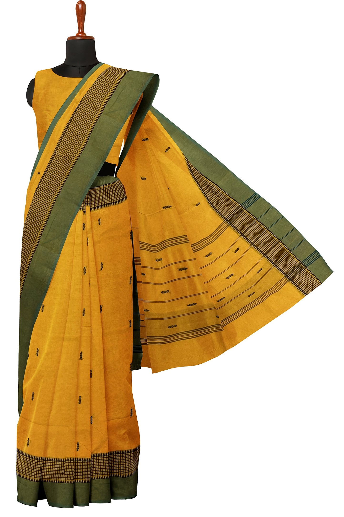 SENSAN Women’s Handloom Chettinad Cotton Saree without Blouse Piece [SKU:4012]