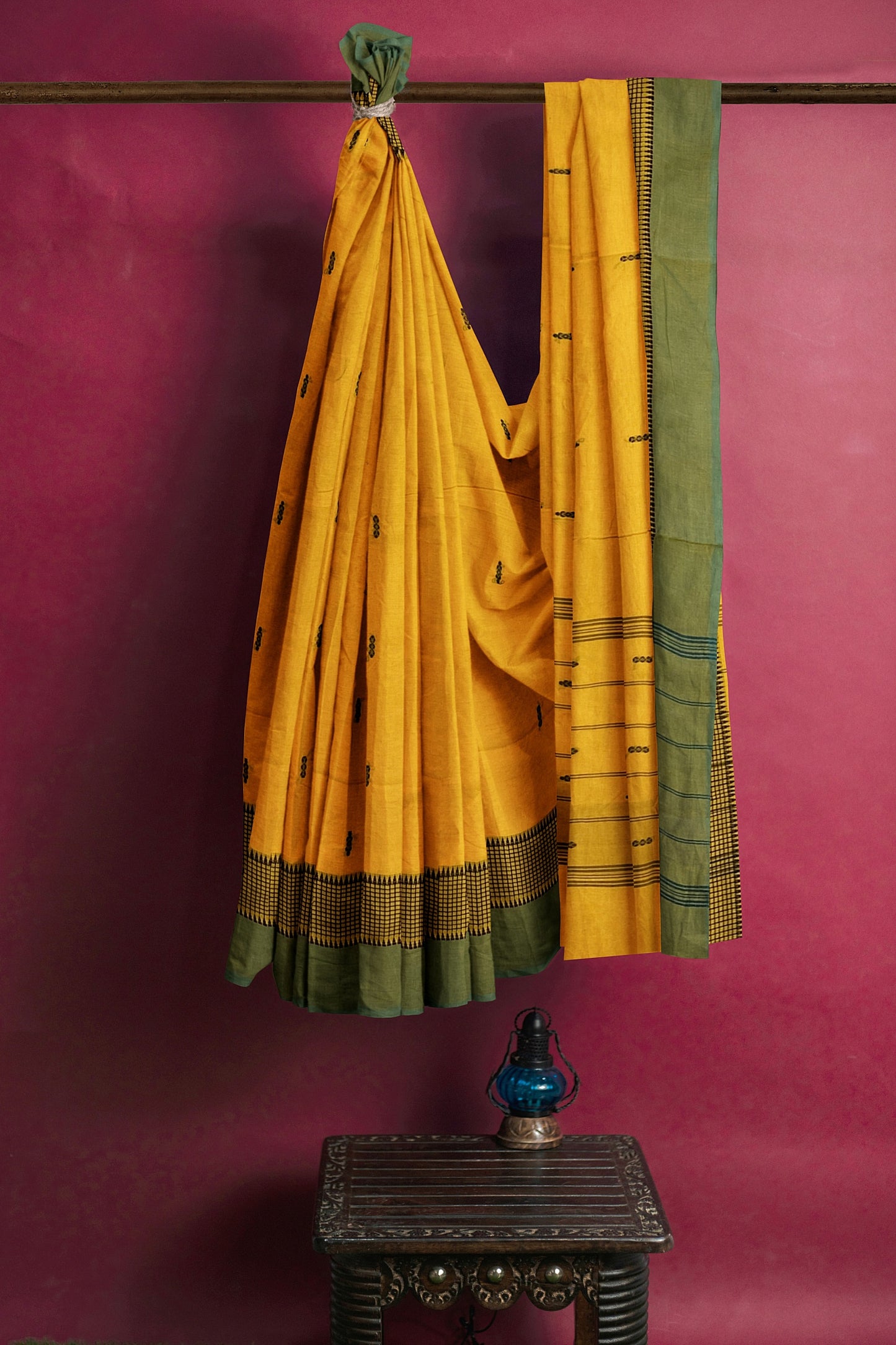 SENSAN Women’s Handloom Chettinad Cotton Saree without Blouse Piece [SKU:4012]