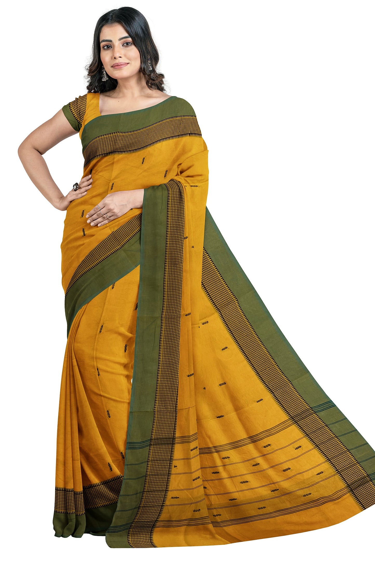SENSAN Women’s Handloom Chettinad Cotton Saree without Blouse Piece [SKU:4012]