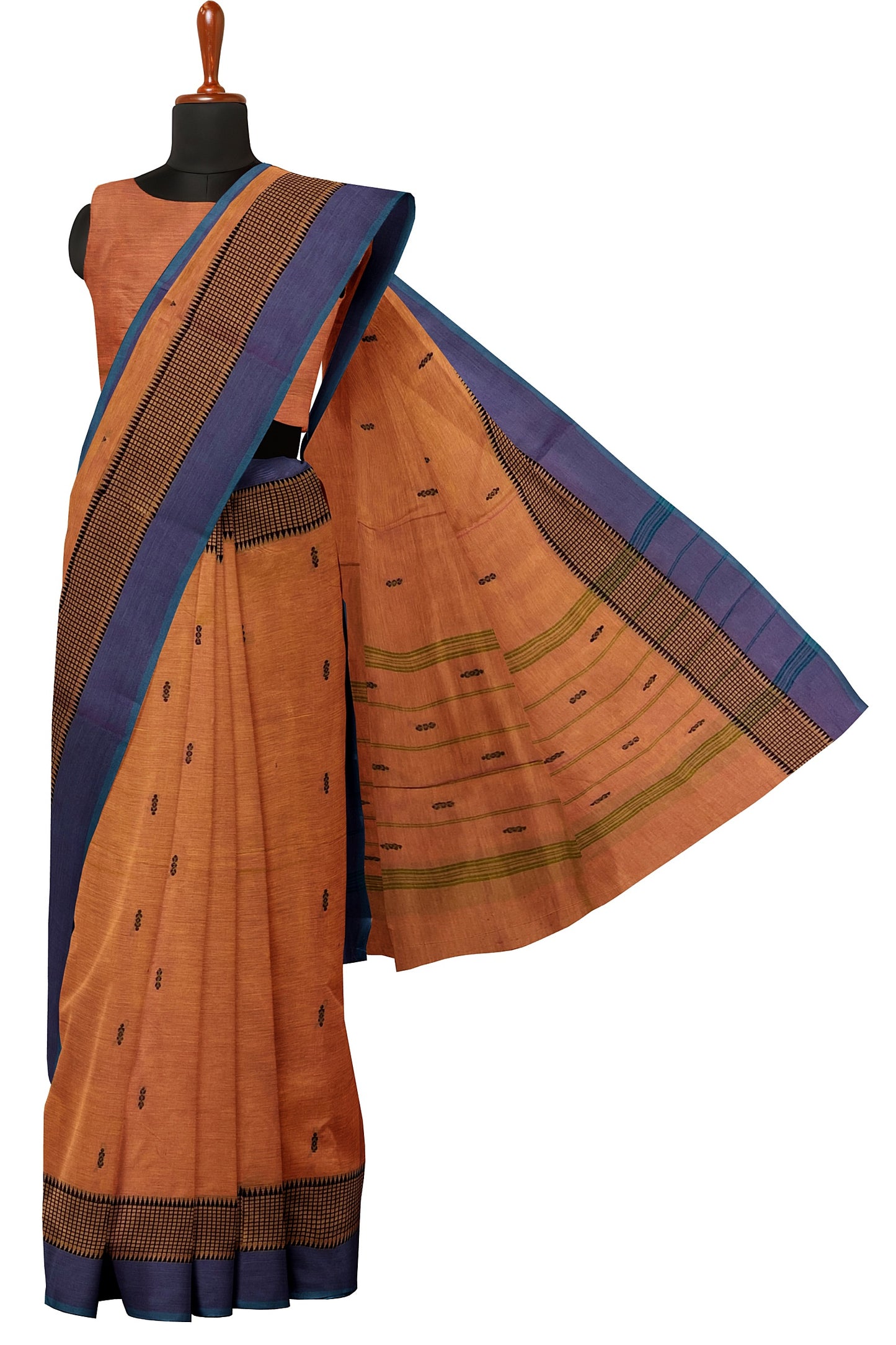 SENSAN Women’s Handloom Chettinad Cotton Saree without Blouse Piece [SKU:4012]