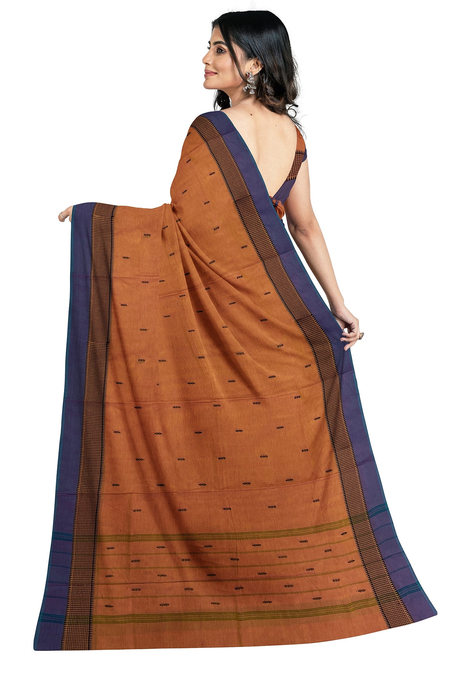 SENSAN Women’s Handloom Chettinad Cotton Saree without Blouse Piece [SKU:4012]