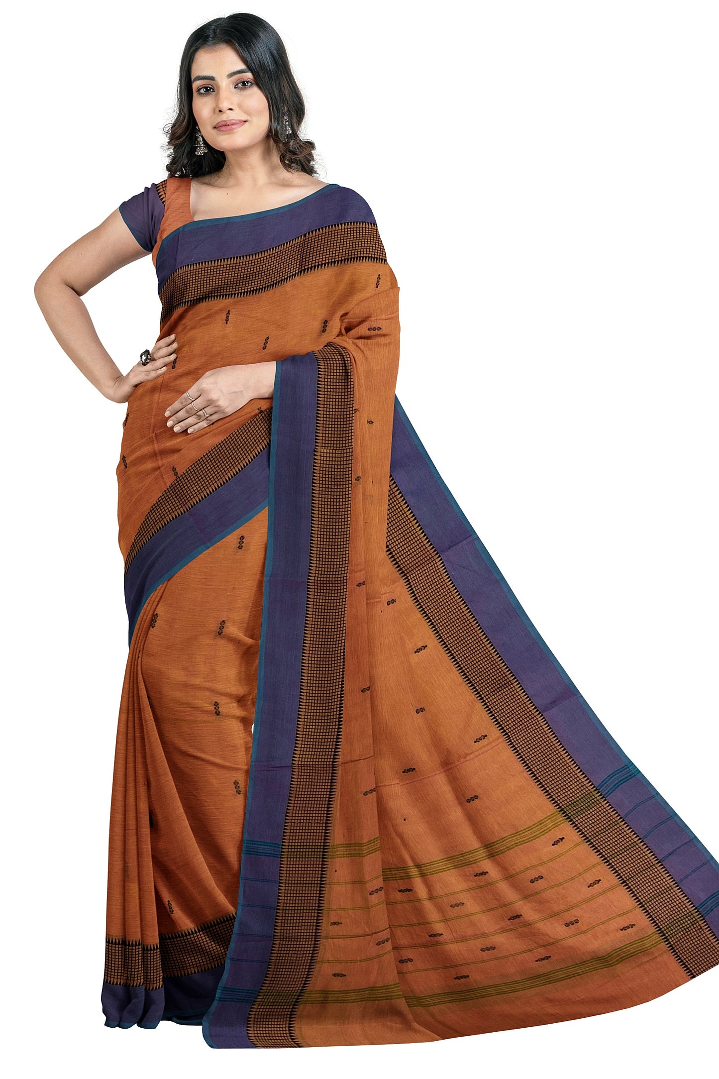 SENSAN Women’s Handloom Chettinad Cotton Saree without Blouse Piece [SKU:4012]